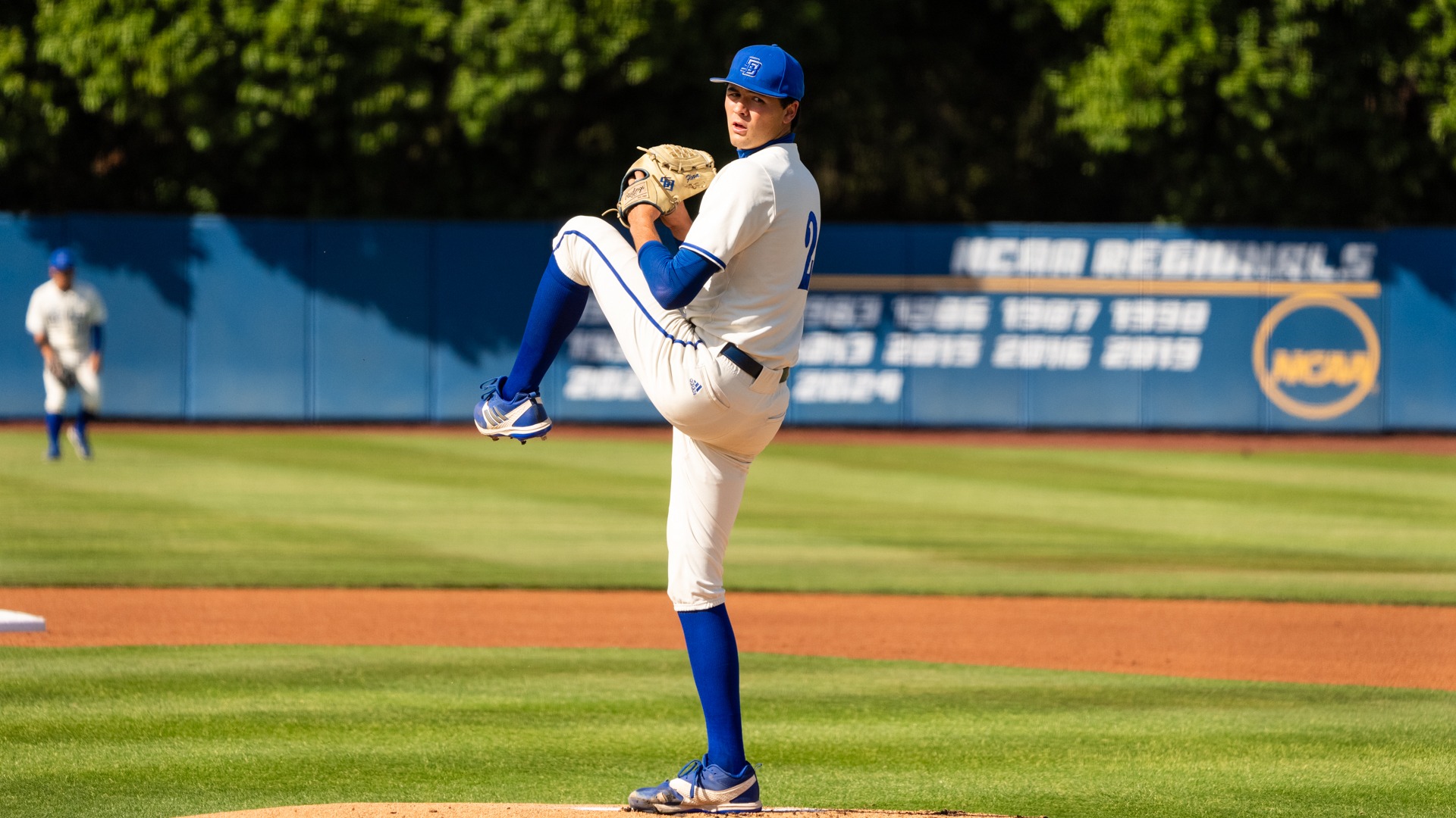 Jackson Flora winds up for a pitch