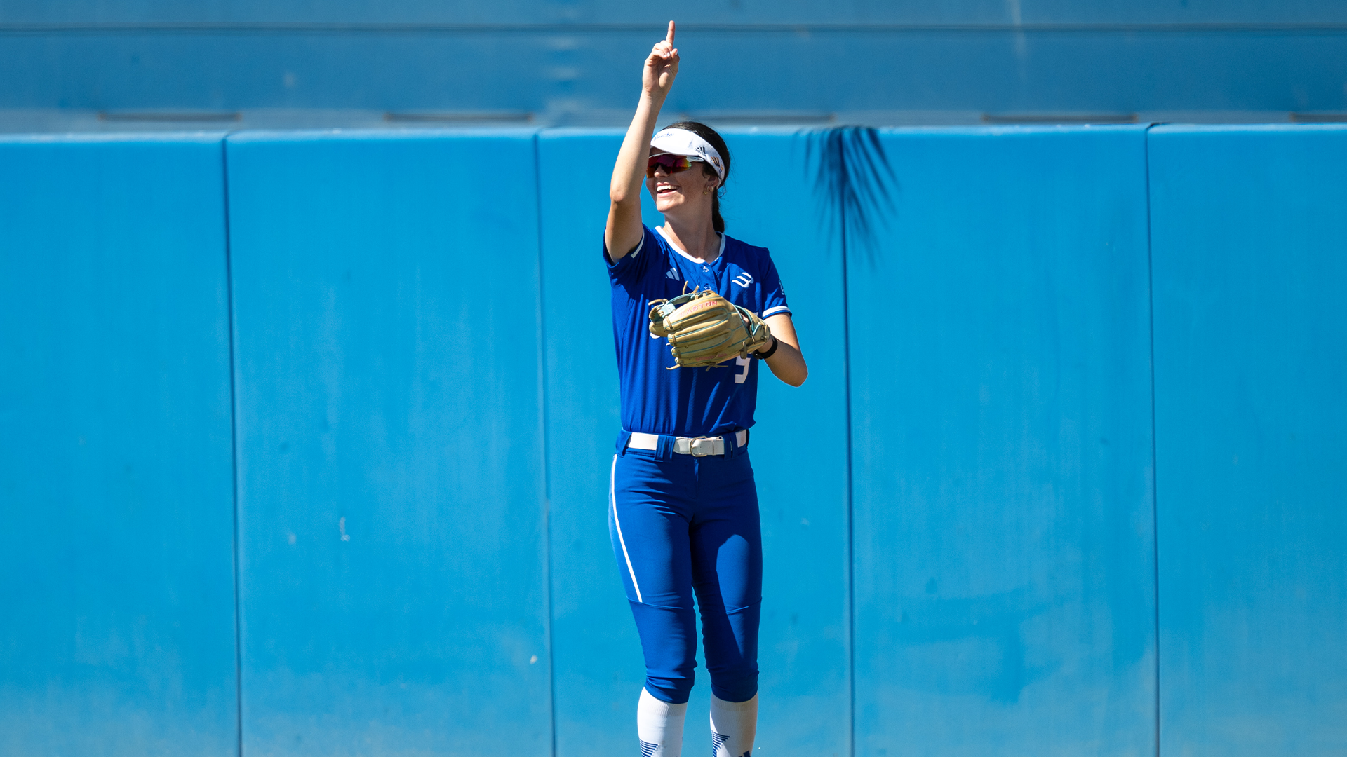 Rauscher celebrating catch in outfield