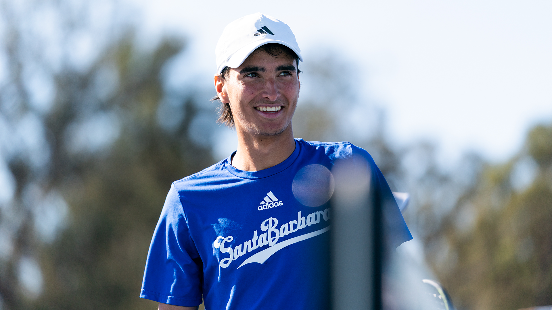 Diogo Morais smiling after winning his match.