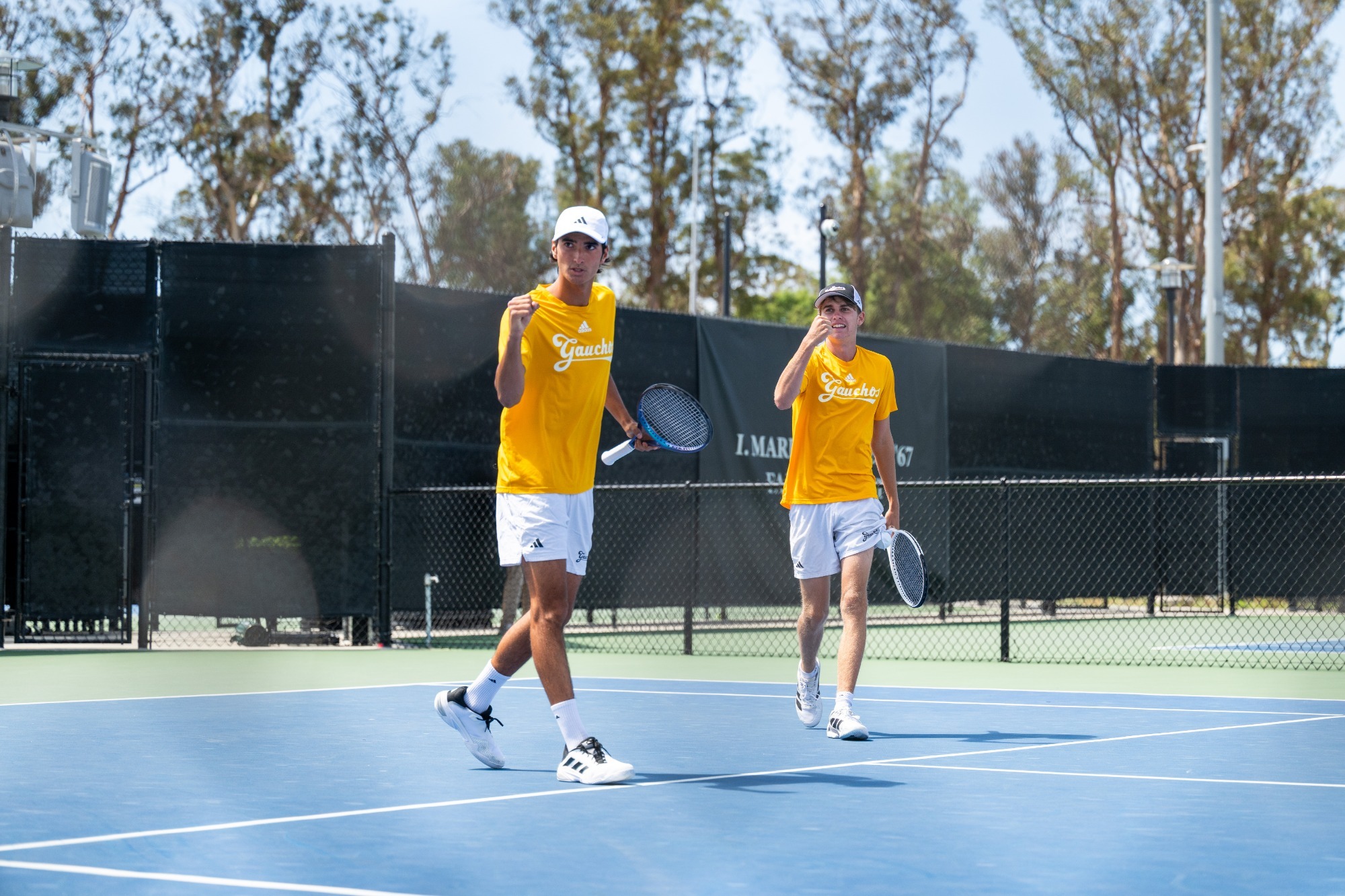 Diogo Morais and Lorenzo Brunkow celebrate a point vs UCI