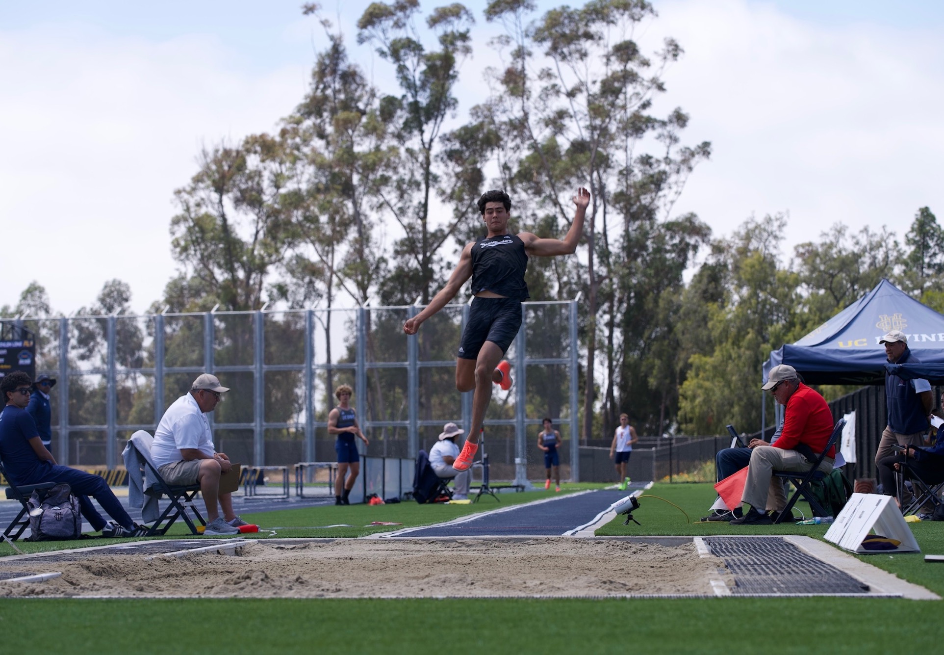 Shaver soars in the air for long jump at Big West Multi Championships 