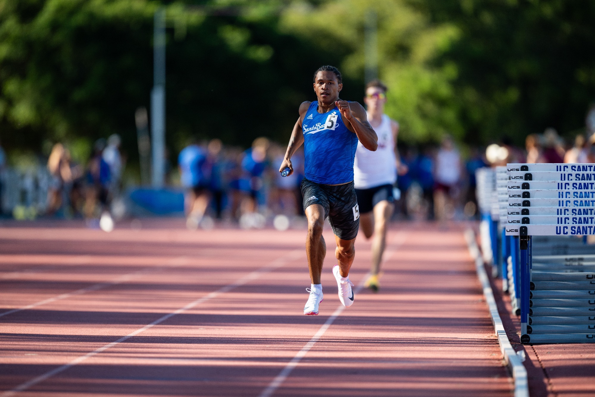 Finn Andrews competing at Gaucho Relays in the 4x400m relay