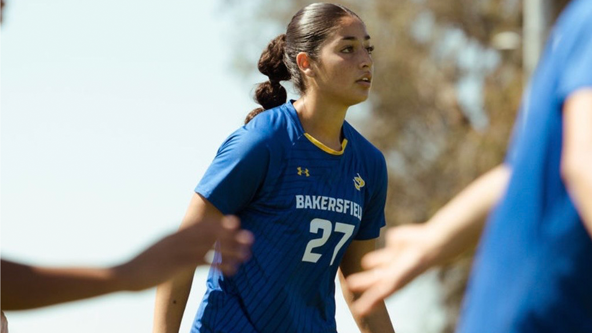 Delilah Vega-Aguilar stands ready for a set piece.