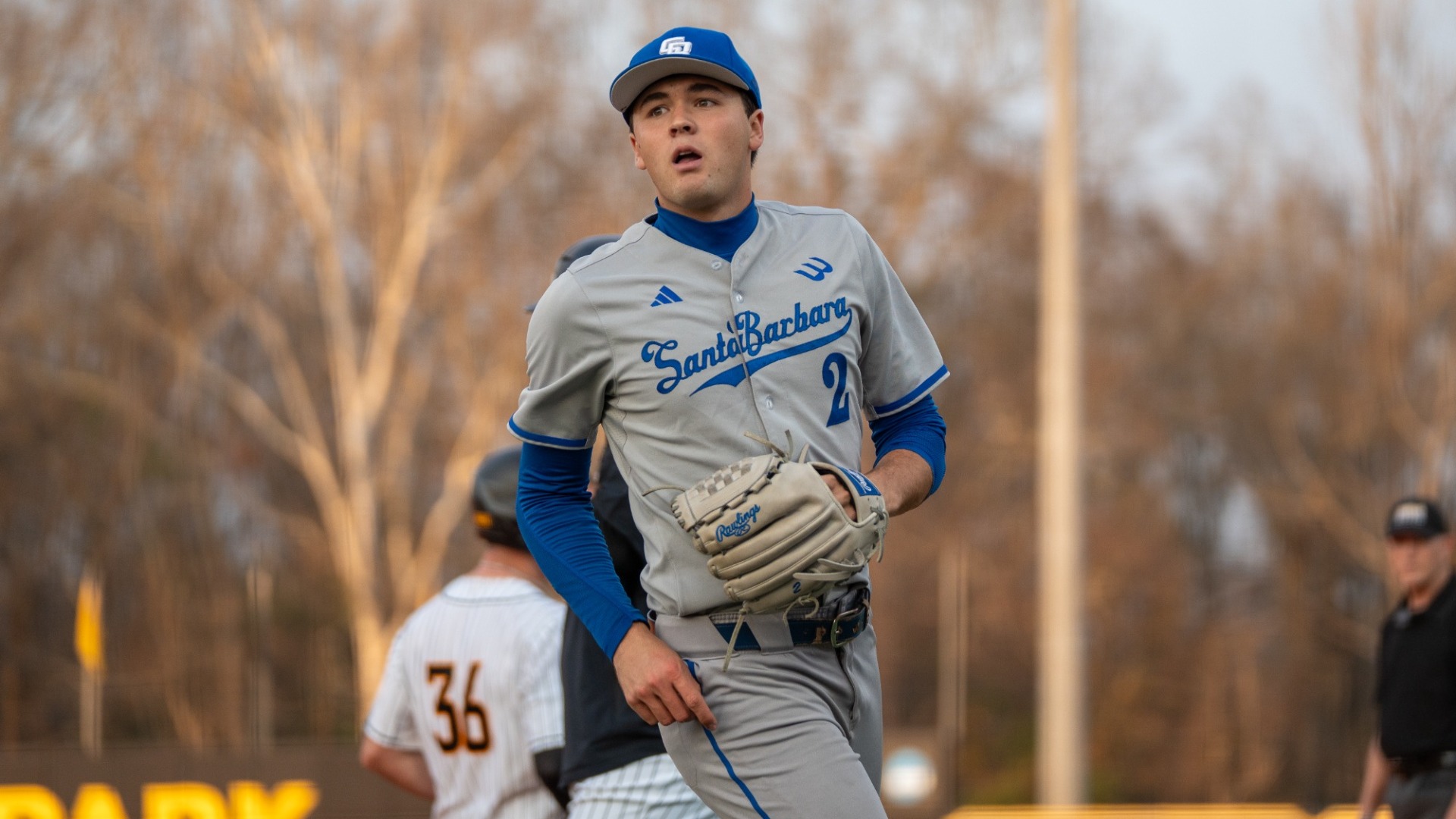Jackson Flora wheels away from first base after recording the final out of an inning at Southern Miss' Pete Taylor Park