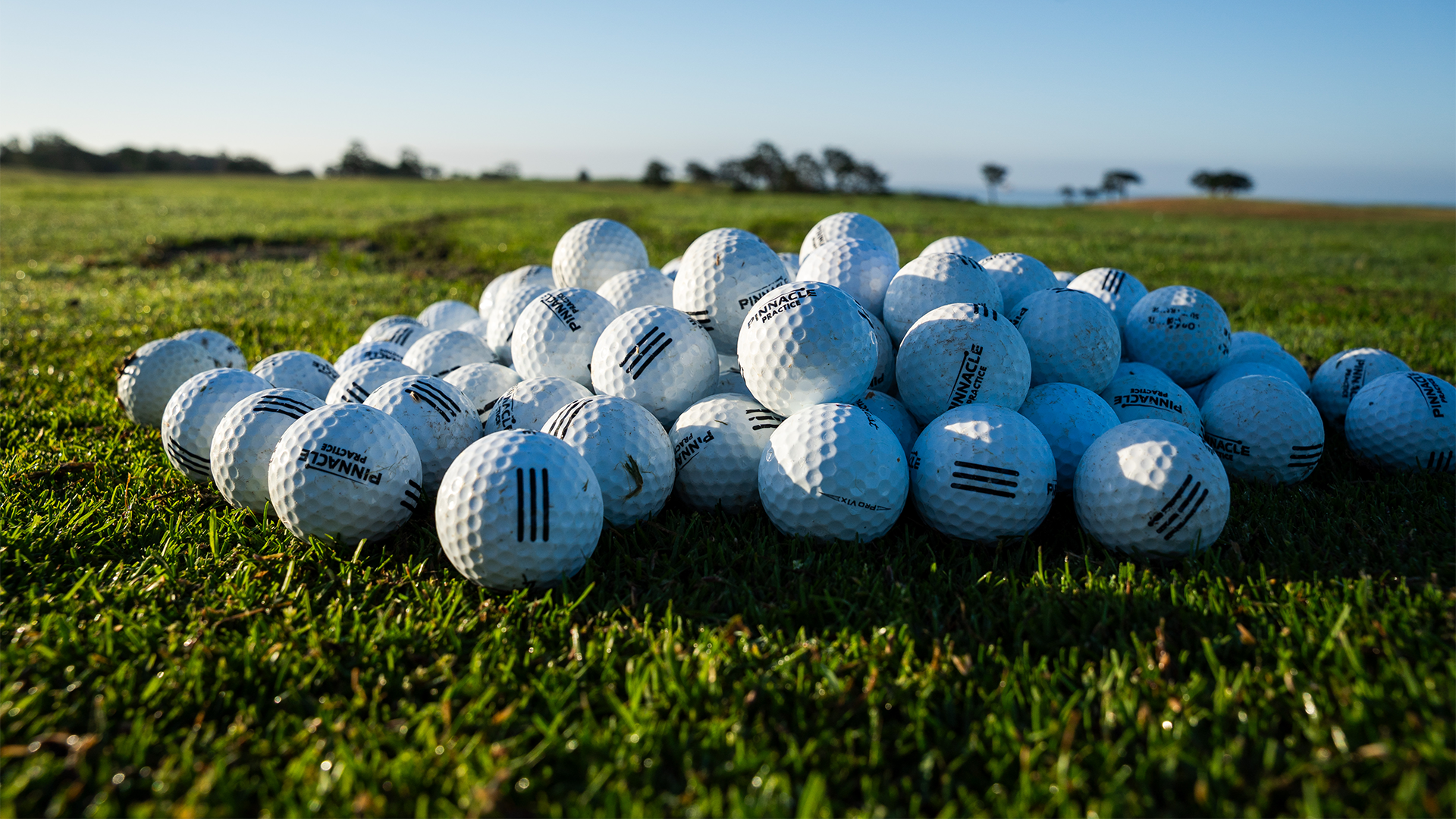 Golf balls sitting on grass