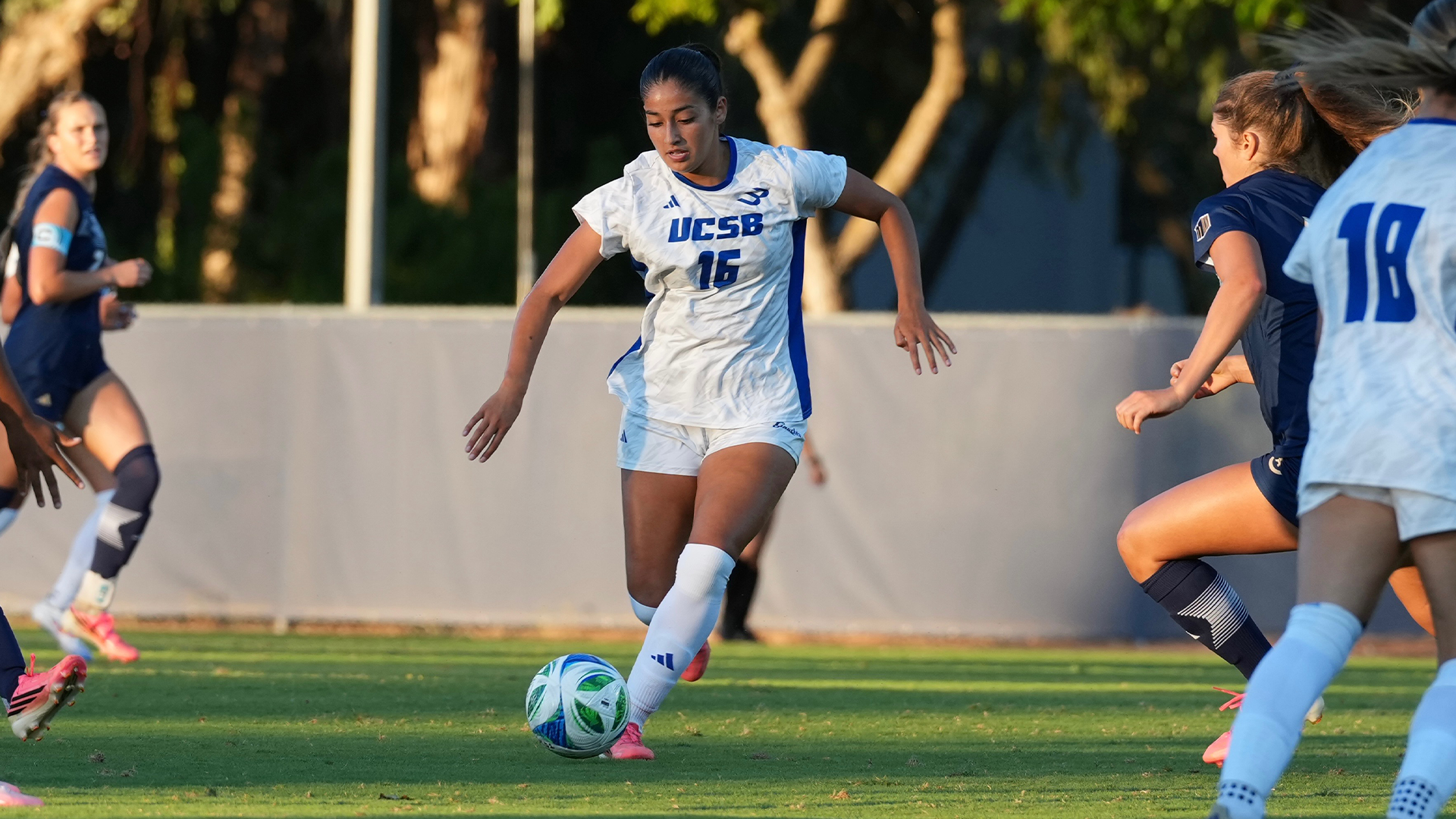 Delilah Vega-Aguilar (#16) gets set to take a shot in the match against UC Davis.