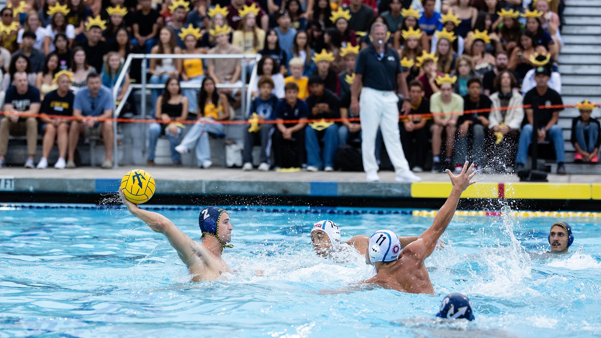 Landon Akerstrom looks for a shot with a defender on him
