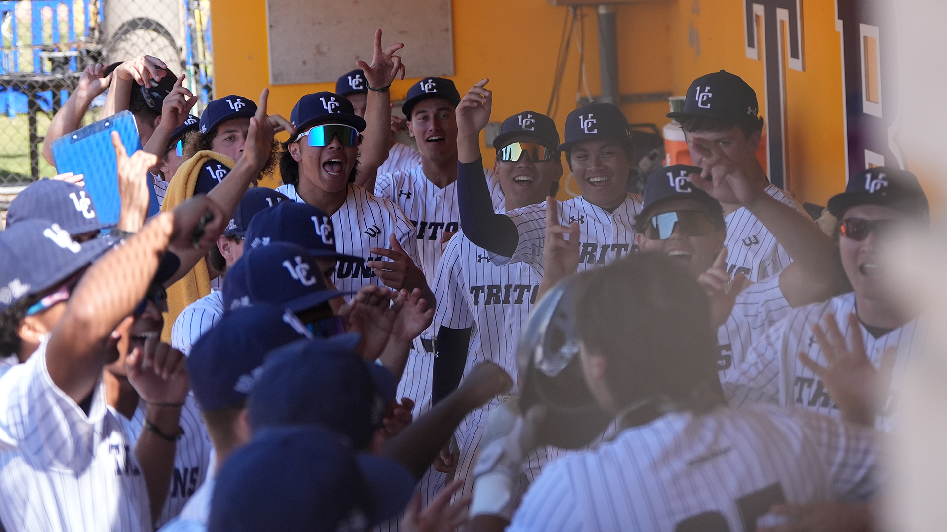 Dugout celebration vs UCR