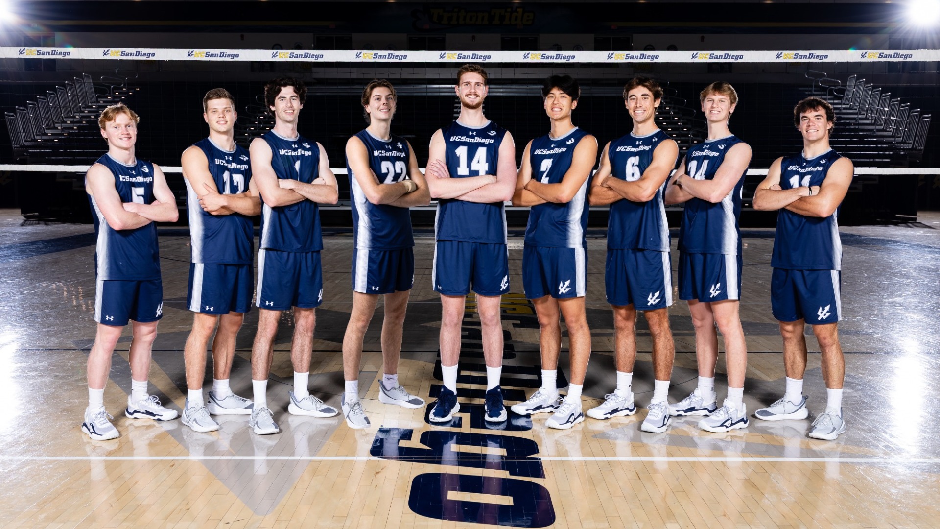 The nine members of the 2026 Men's Volleyball Senior Class