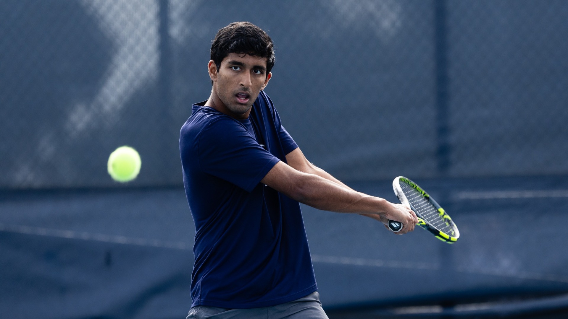 Prathinav Chunduru prepares to hit a backhand shot