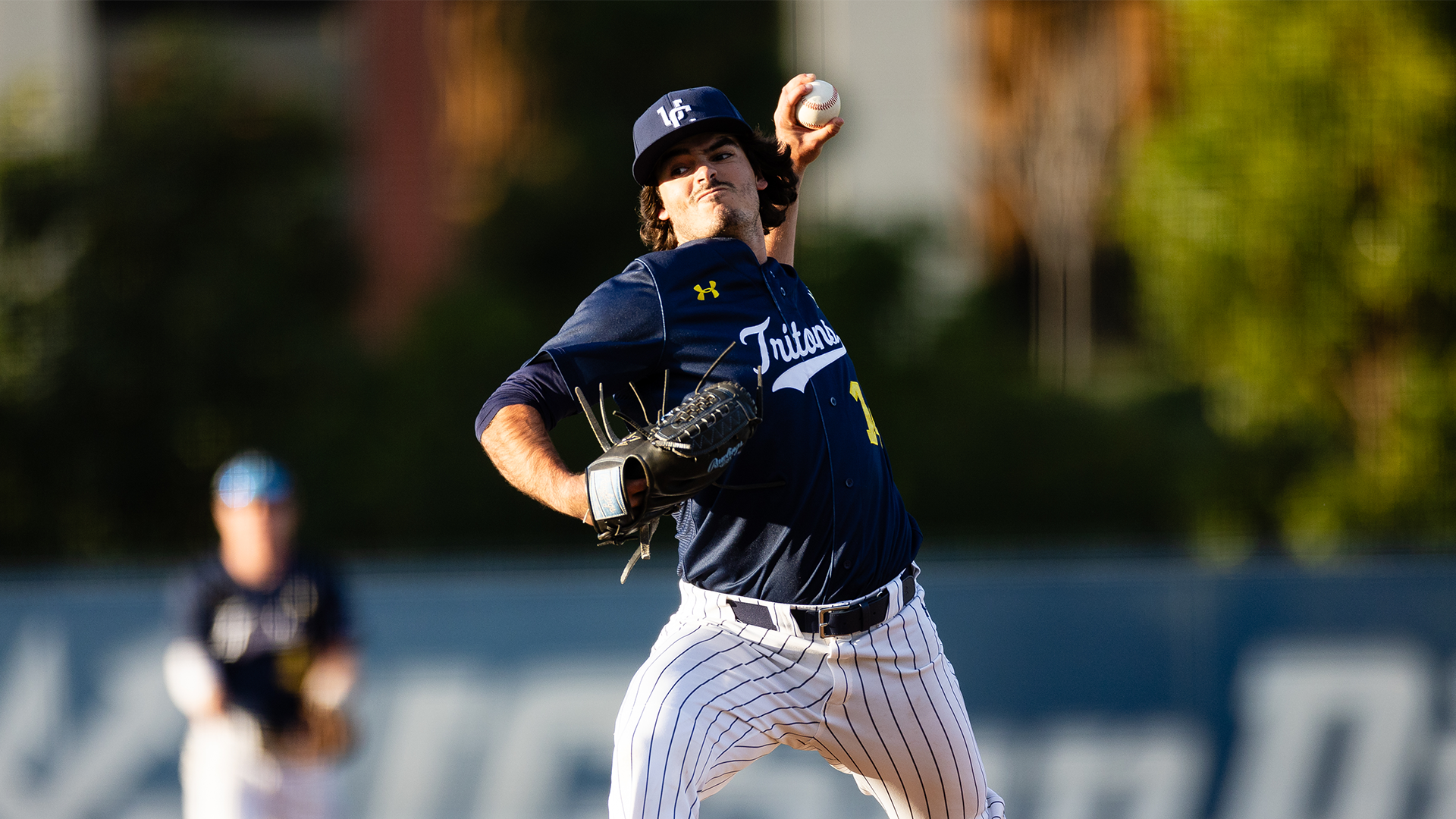 Jake Villar pictured mid pitching motion 
