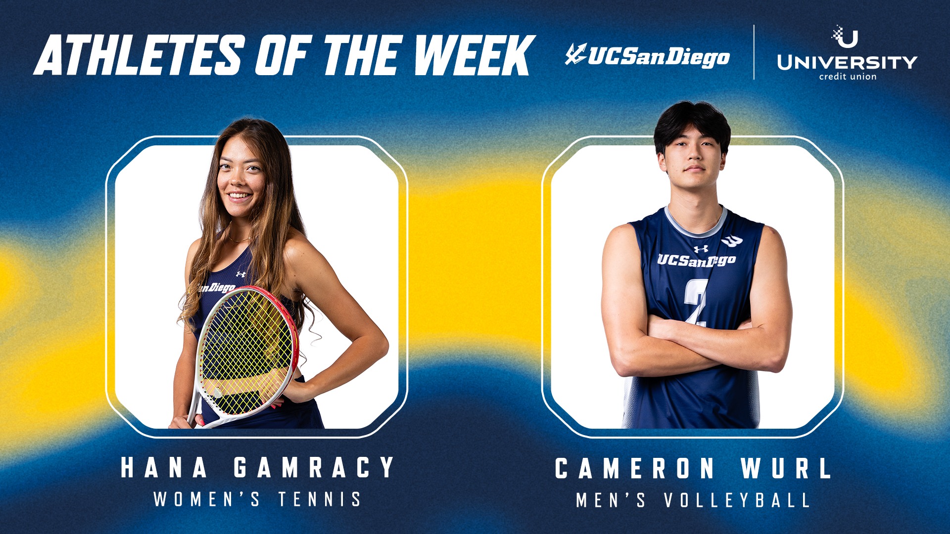 UCU Athlete of the Week for Apr 20. are Gamracy and Wurl