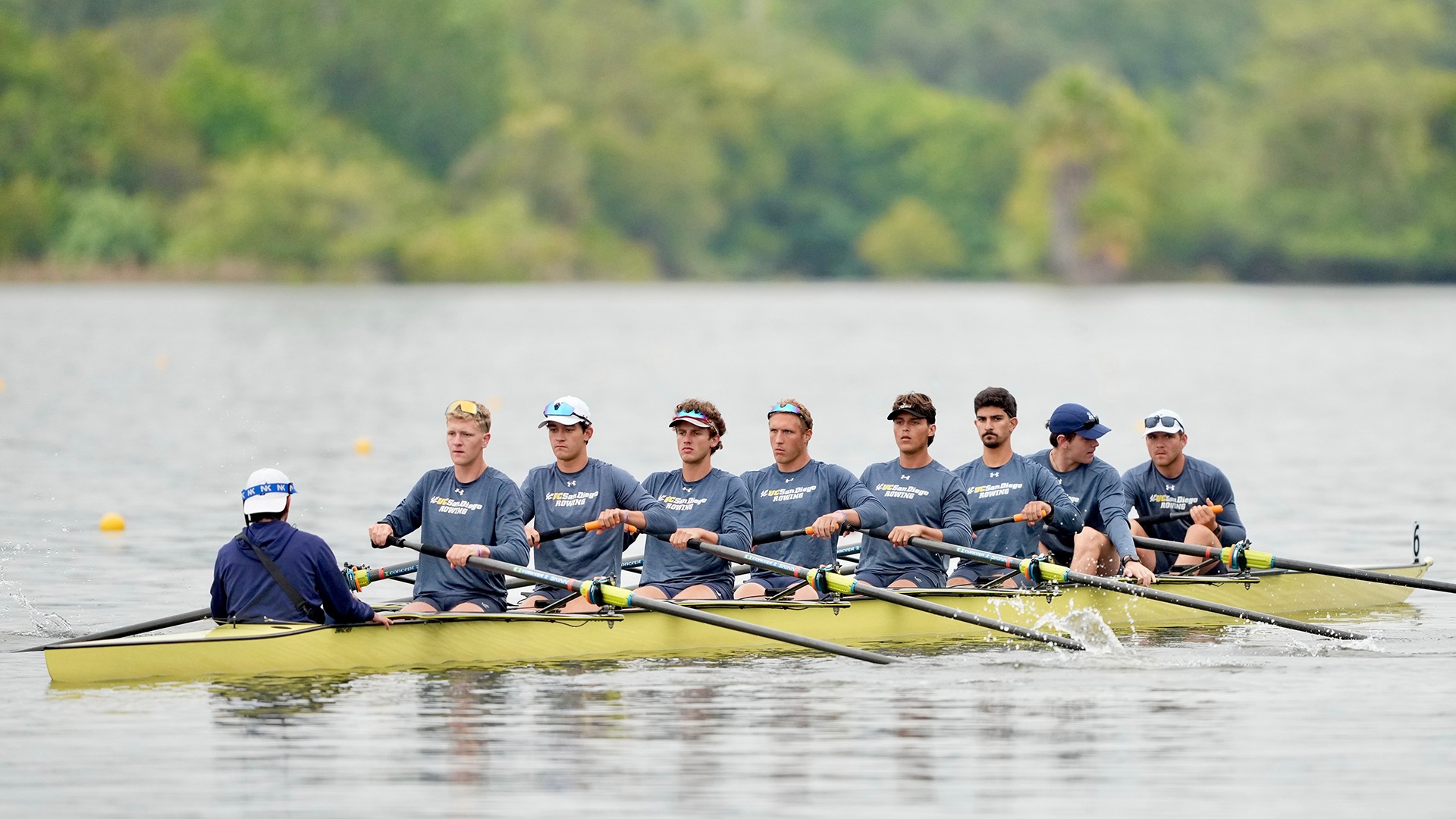 UCSD Varsity 8 on the water at IRA National Championship
