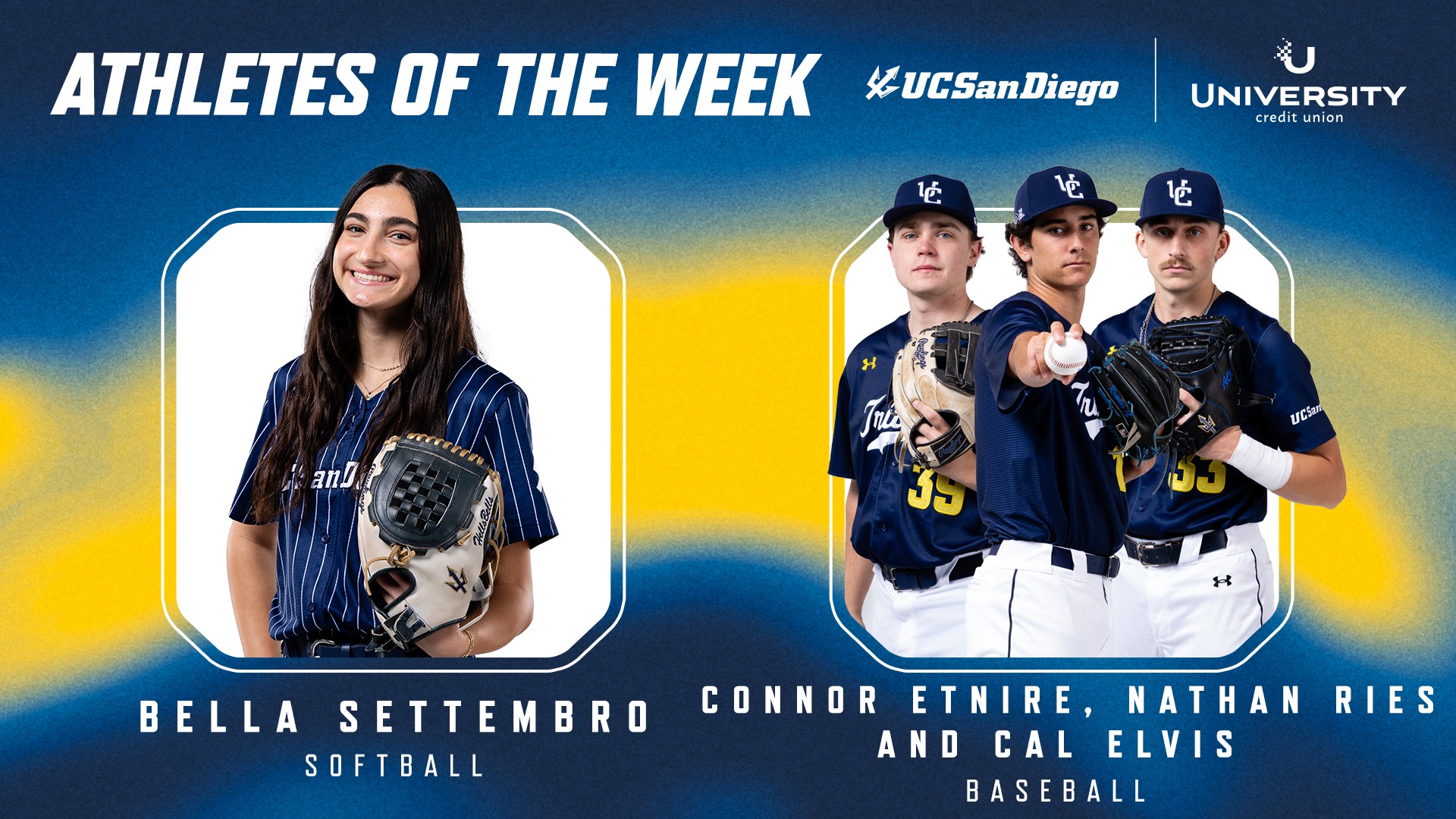 UCU Athletes of the week for May 4 are Settembro and Etnire, Ries and Elvis