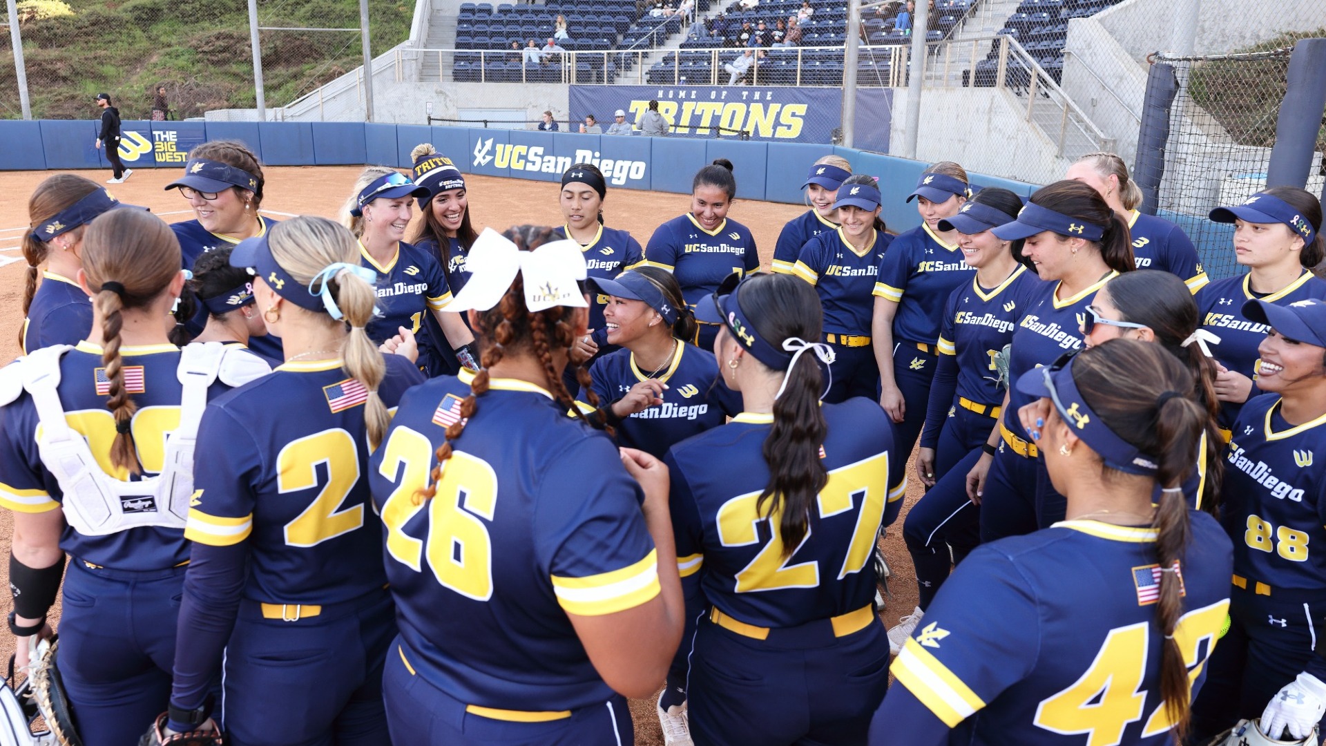 Softball team huddle