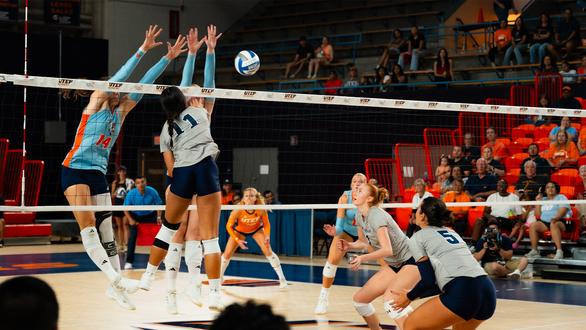 Katelyn Hernandez hits ball past UTEP block