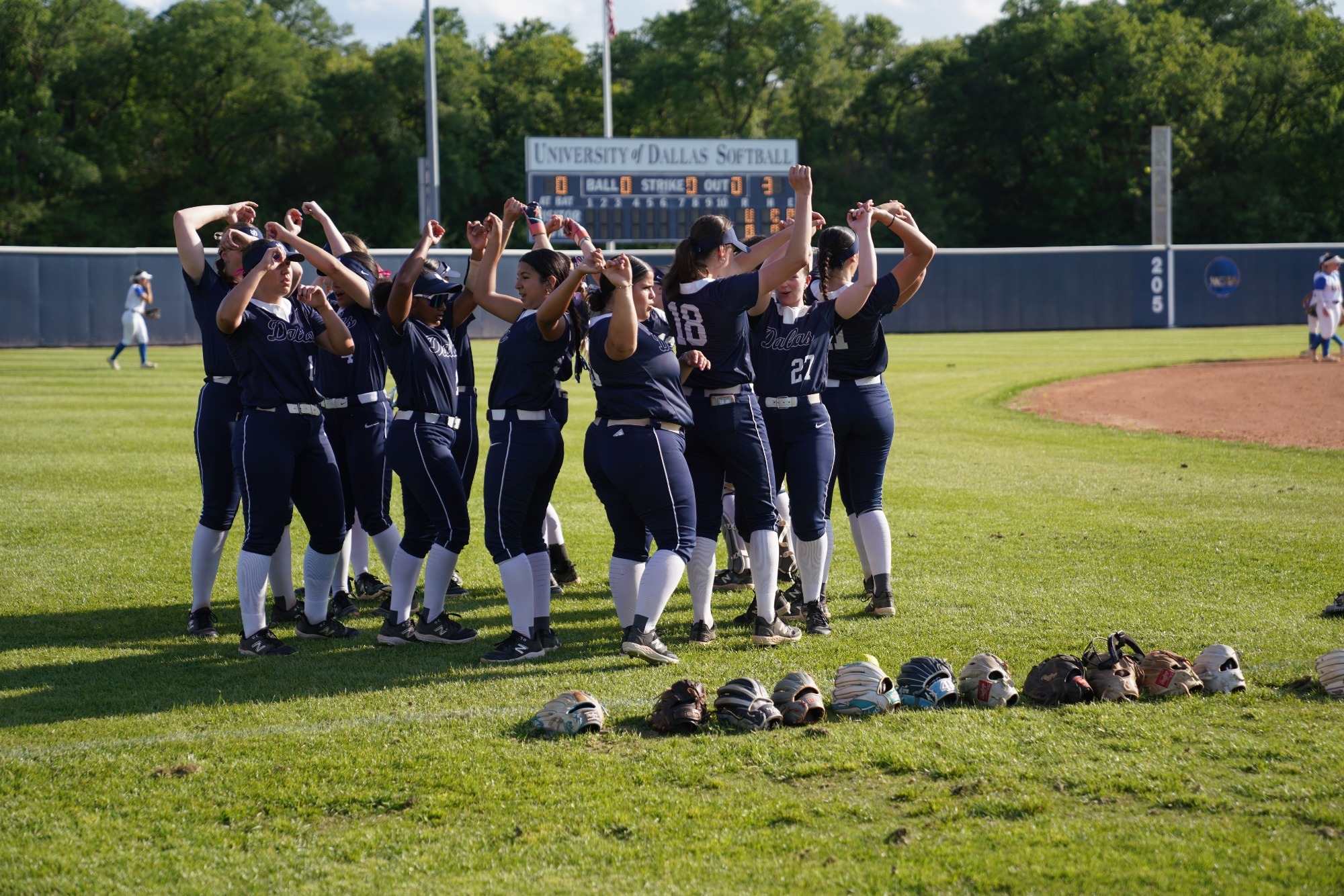 University of Dallas softball team celebrates