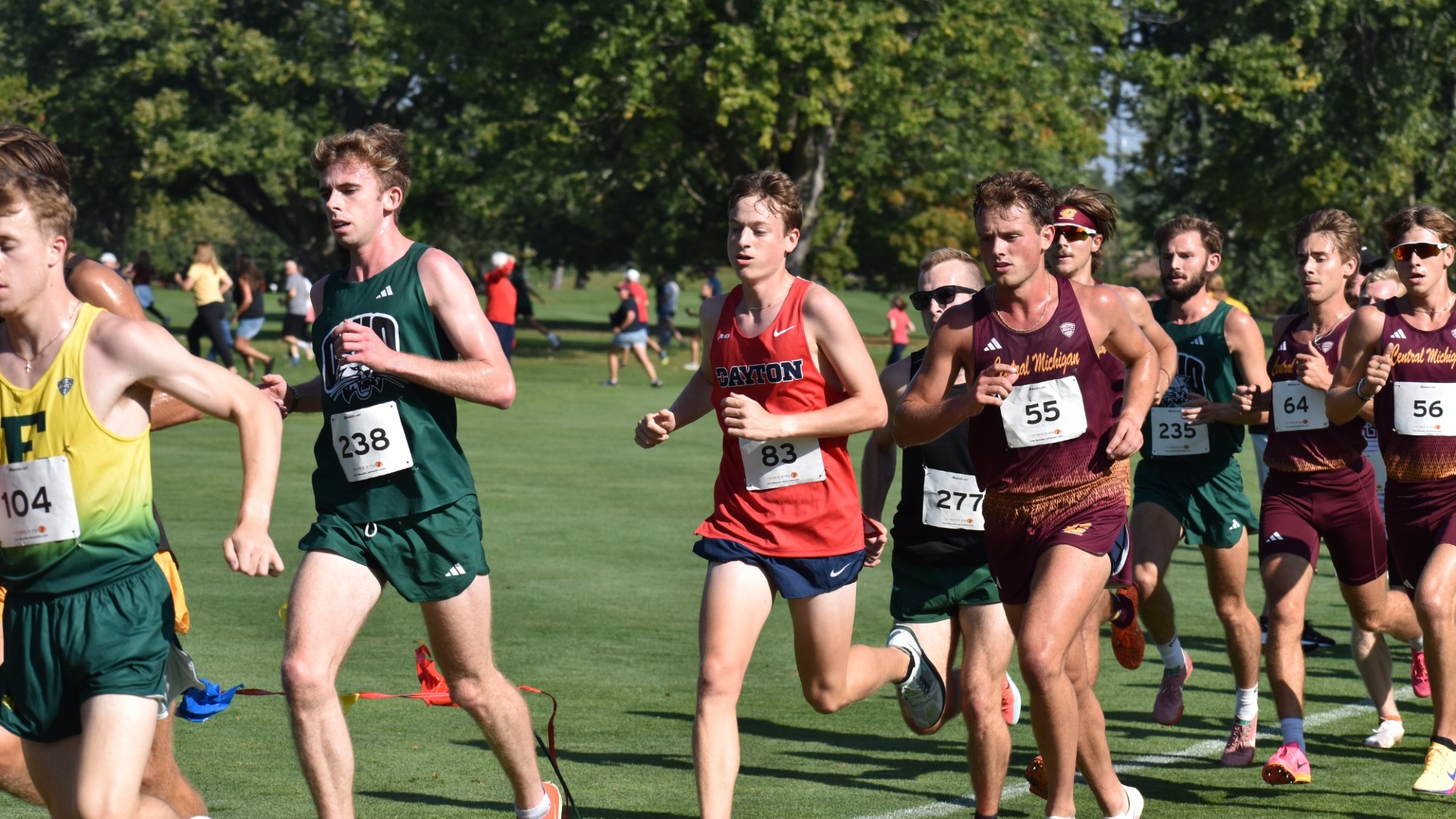 Dayton Cross Country runner Tyler Giunipero runs with a group of competitors at the Western Michigan Invitational