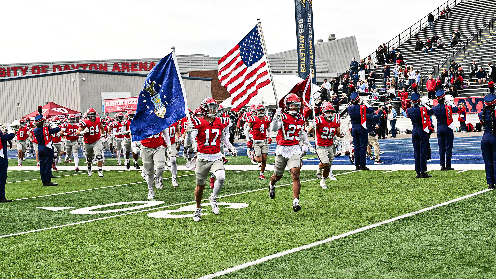 2025 football - presbyterian - military flags
