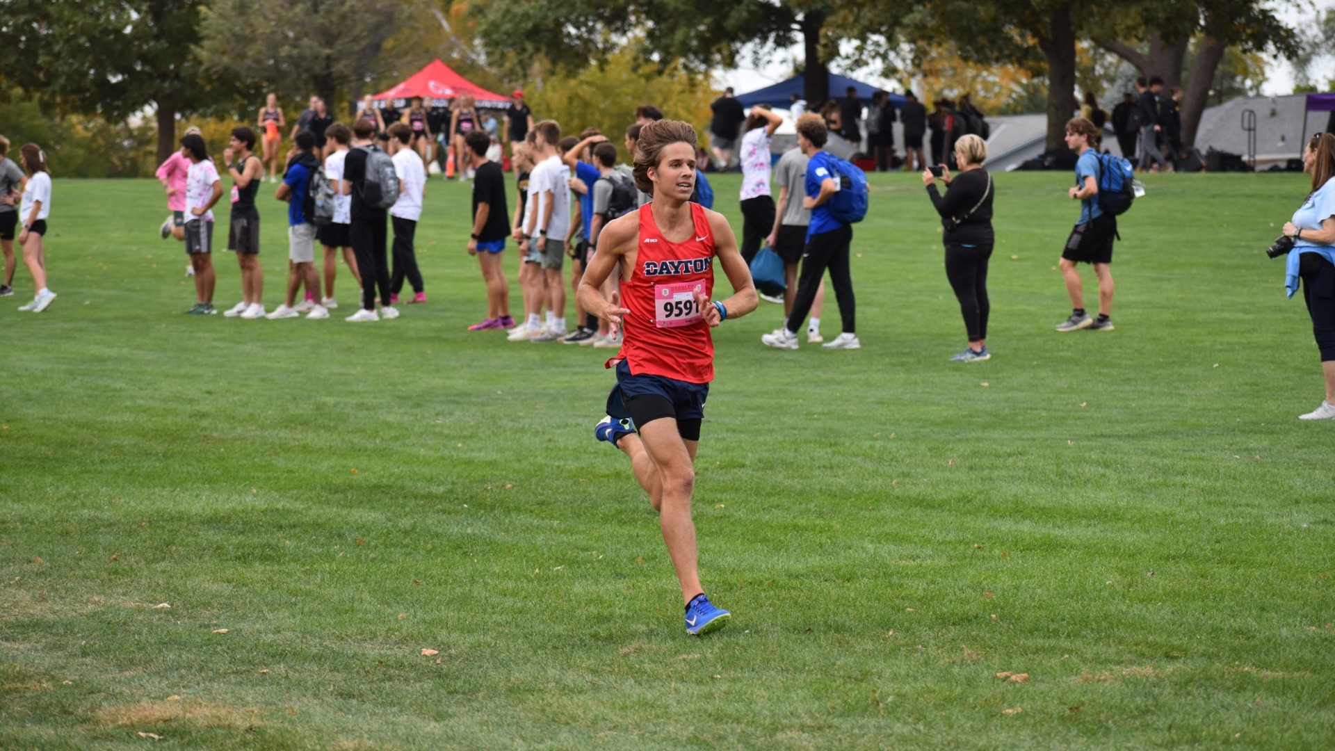 Owen Pukys runs into the finish at Bradley