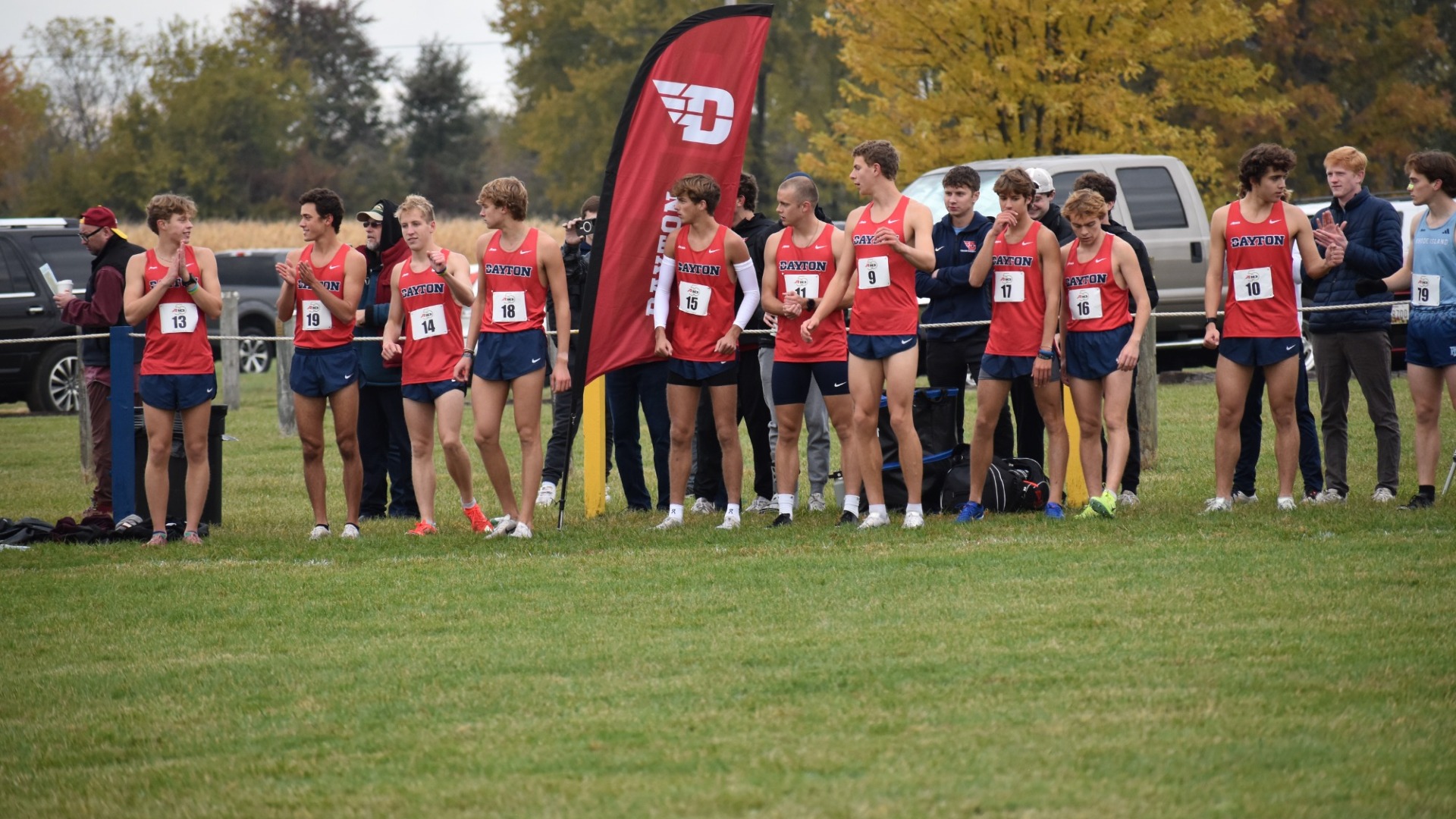Men's Cross Country stands on the starting line at the A-10 championships
