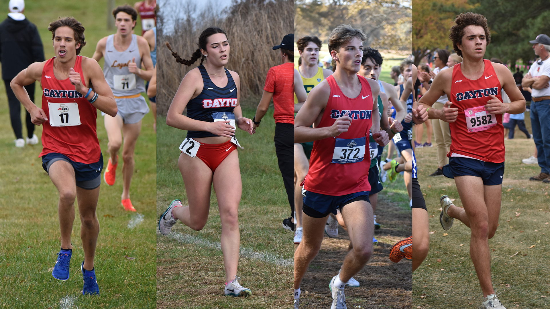 Four individual shots of Owen Pukys, Addison Stephens, Kamden Kramer, and Alex Bendaña stitched together