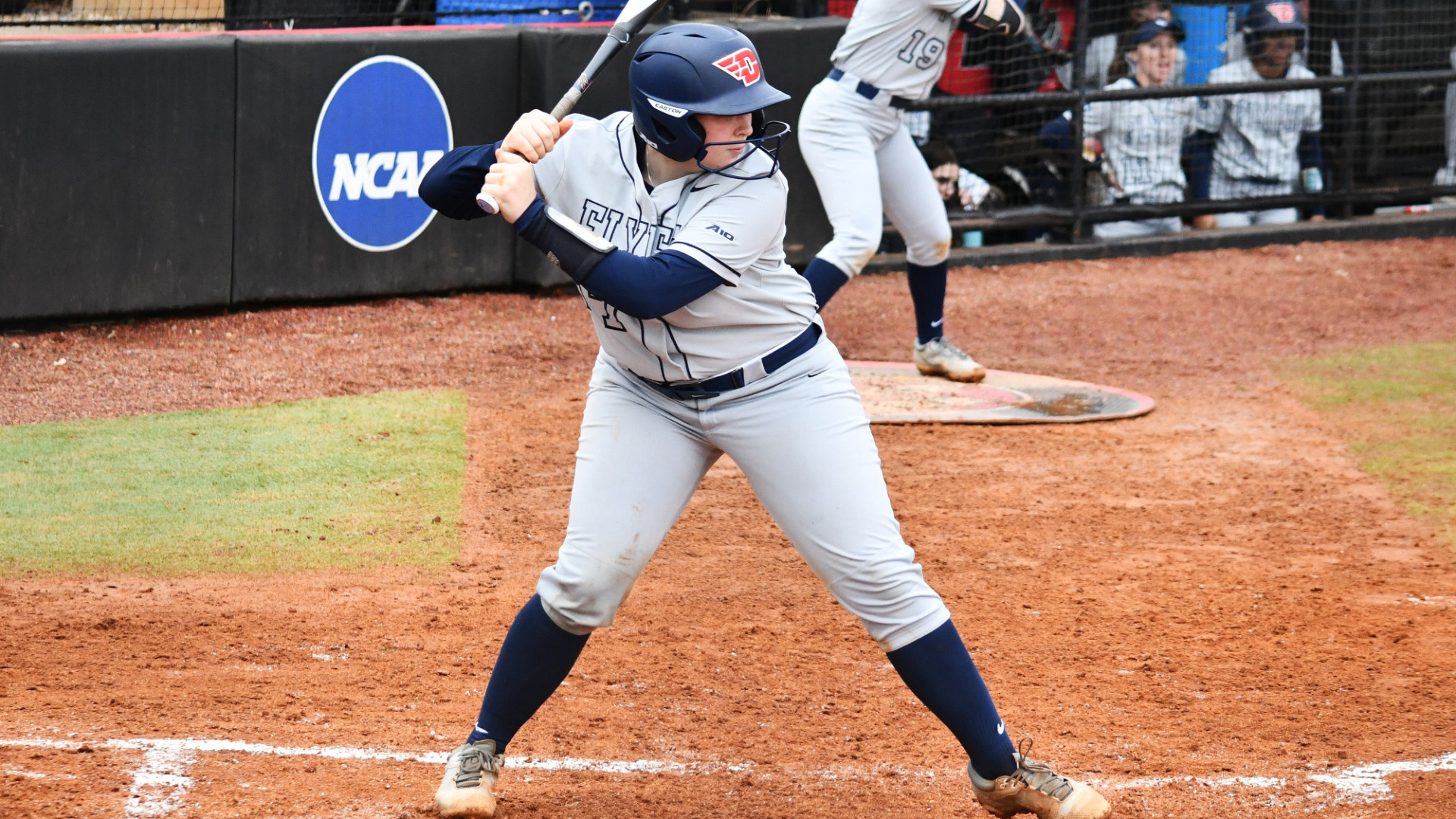 Softball's Deirdre Flaherty in a batting stance against Southern Illinois