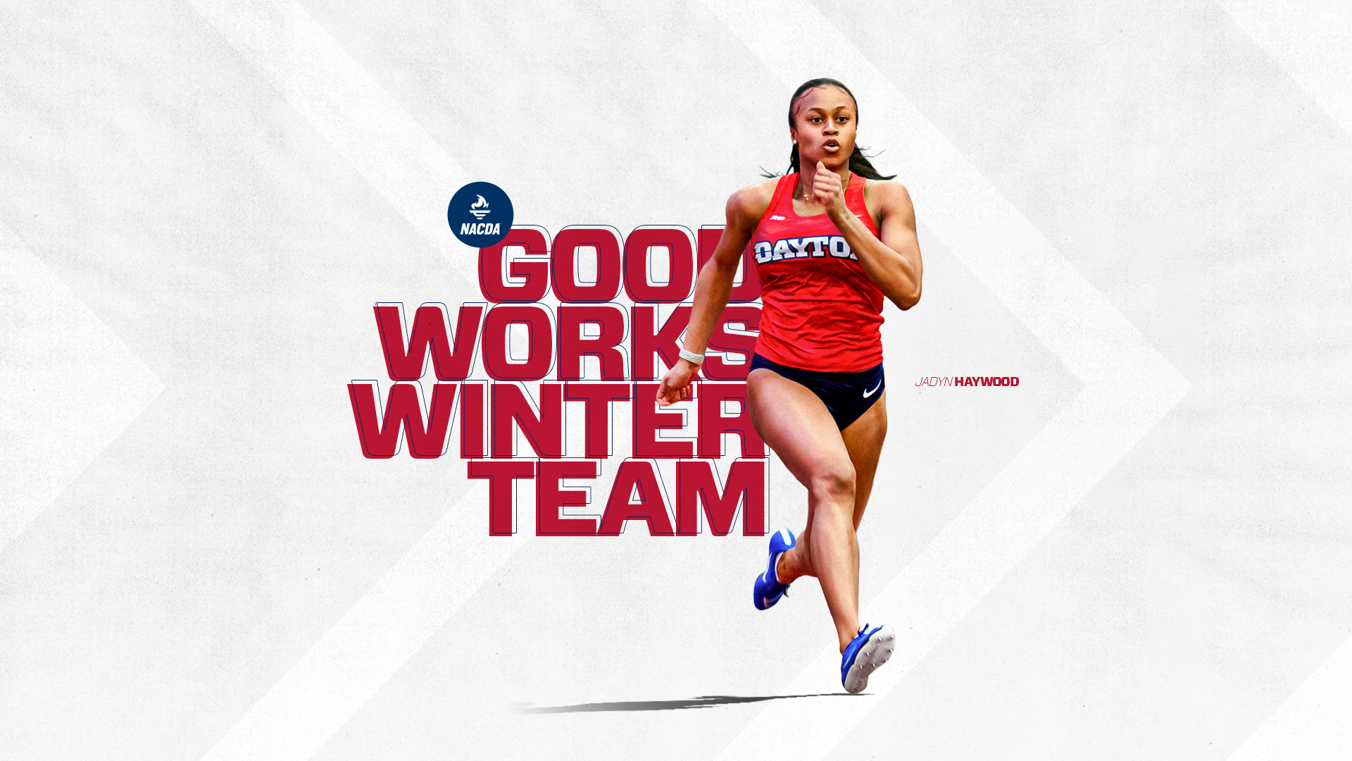 Jadyn Haywood is running with the headline behind her 