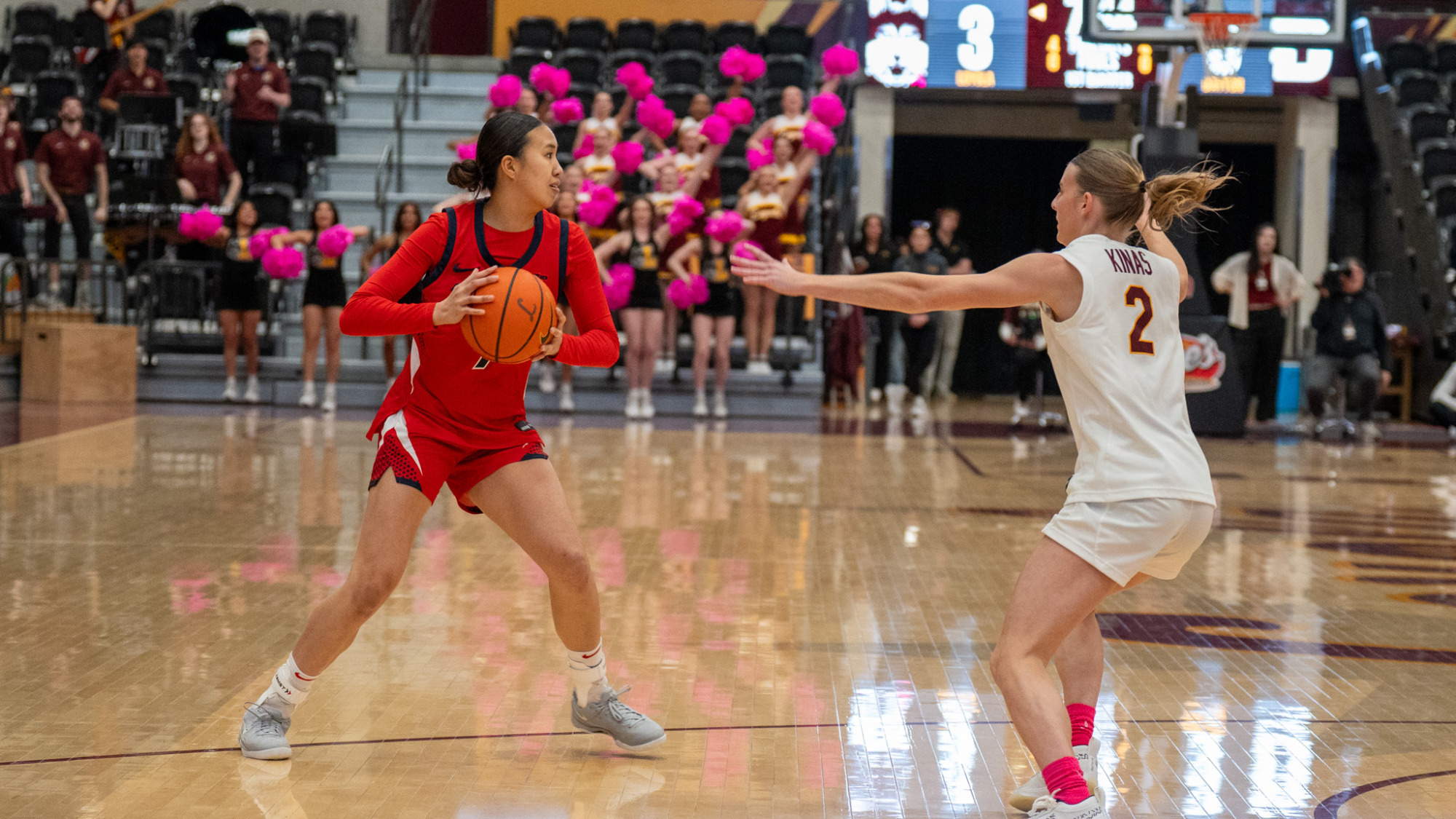 Olivia Leung eyeing the defender. 