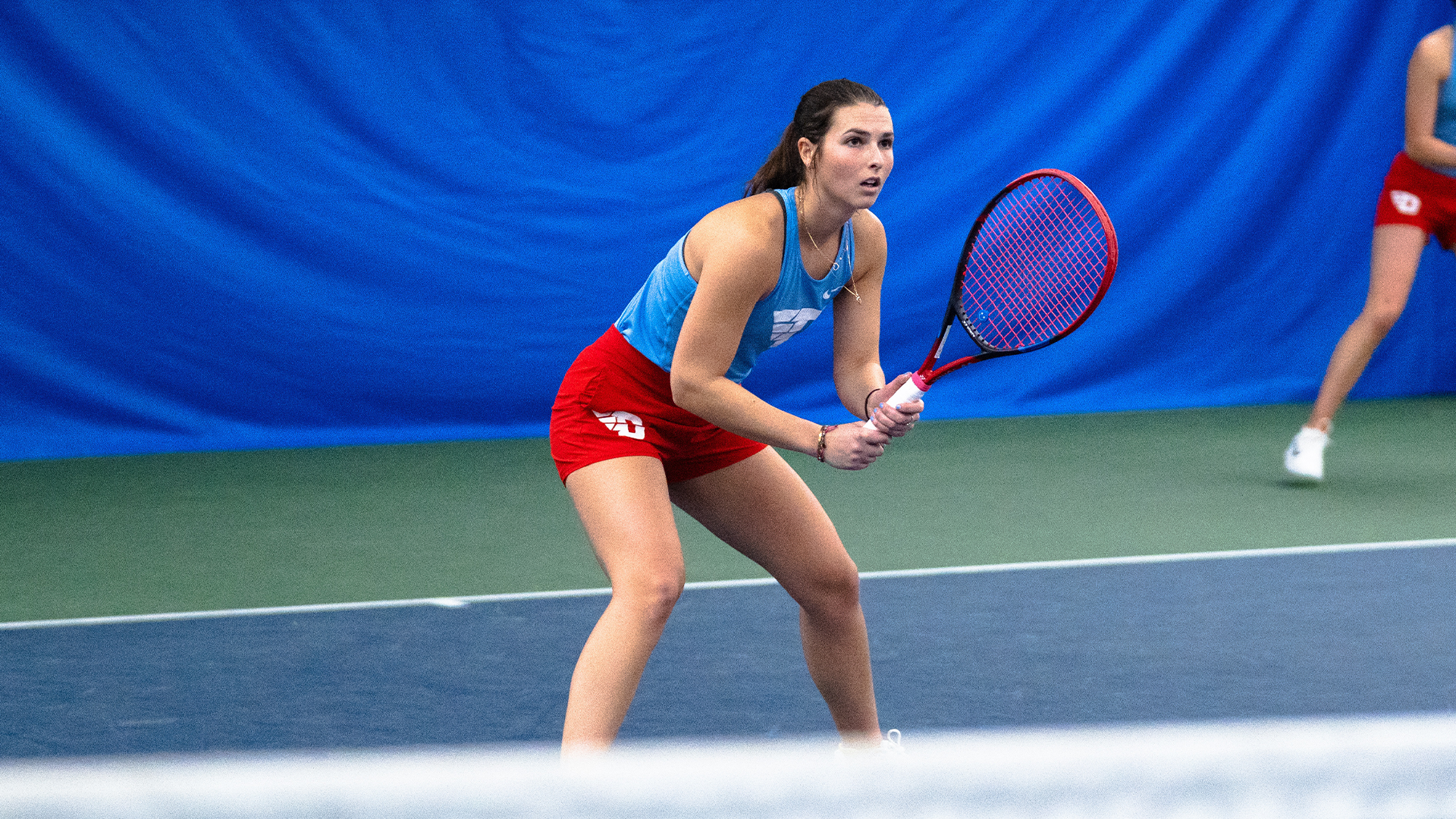 Grace Murphy stands ready for a serve.