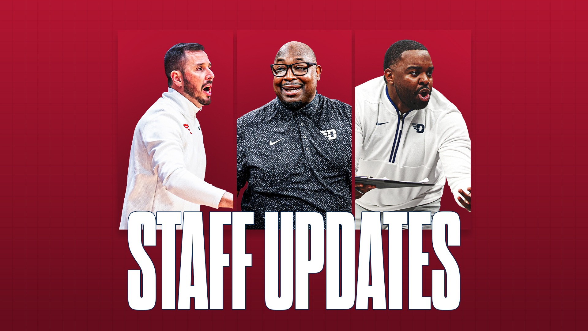 A graphic of coaches James Kane, Nick Irvin and Jordan Talley.