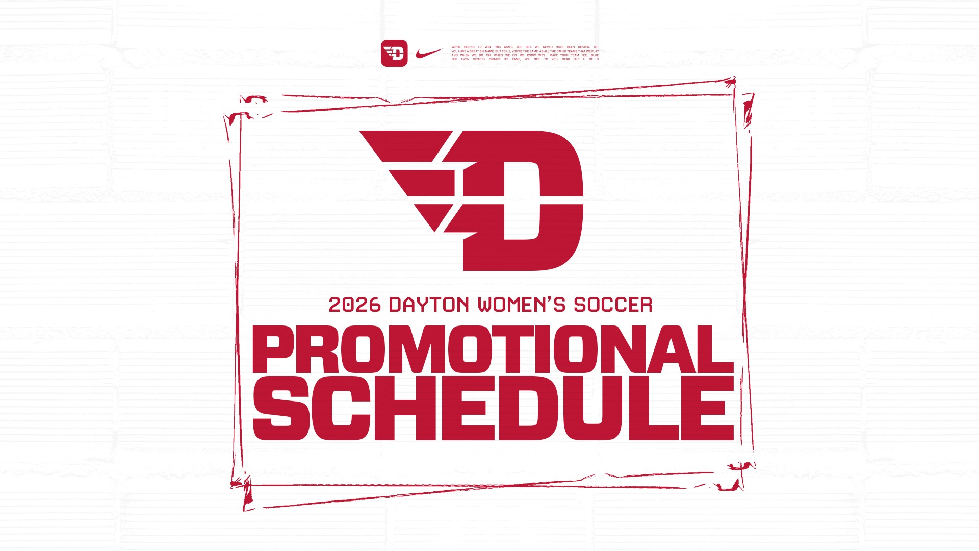 Website graphic of the promotional schedule for the 2026 women's soccer season