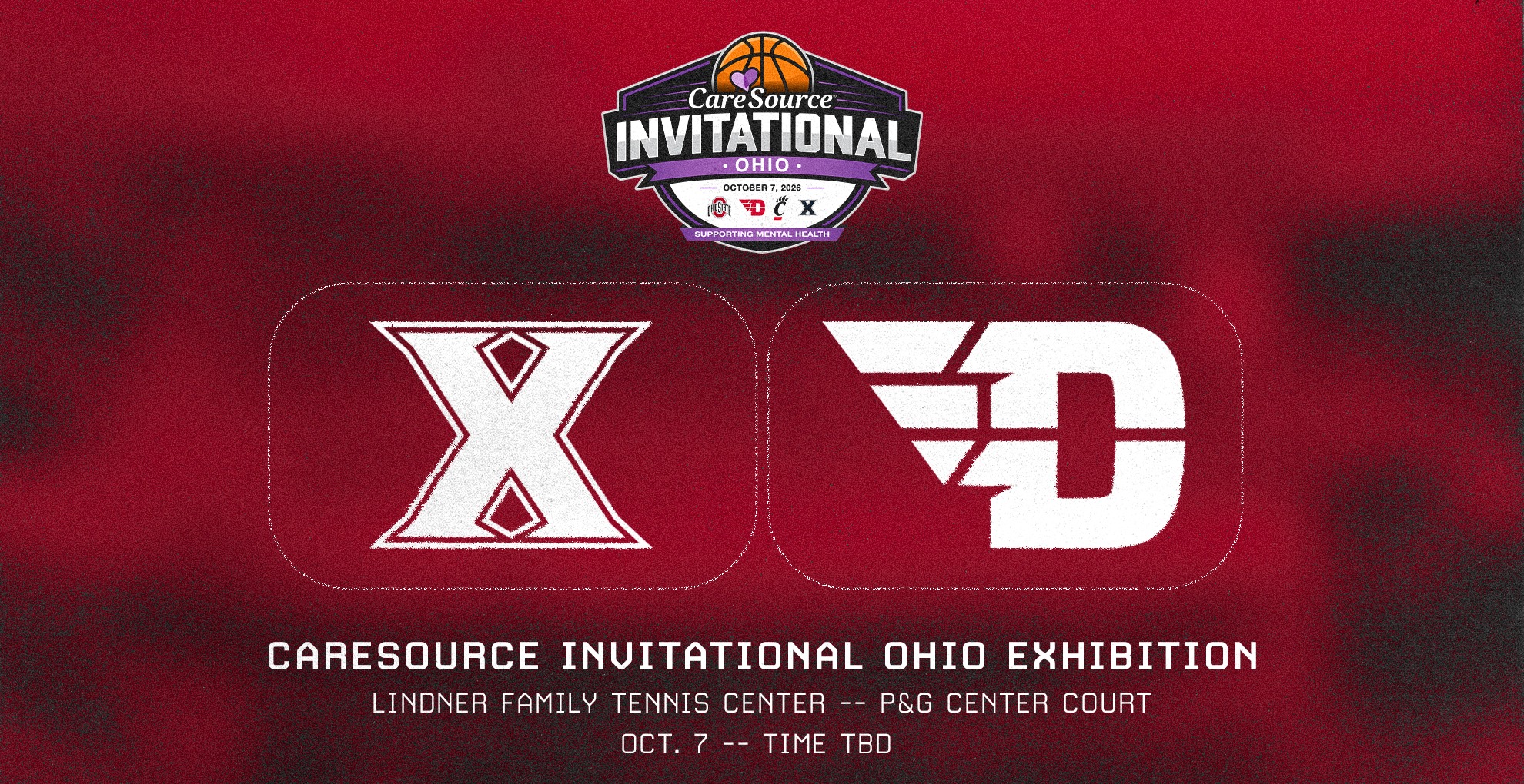 Graphic promoting the CareSource Invitational Ohio exhibition basketball game. The CareSource Invitational Ohio logo appears at the top with the date, October 7, 2026, and the tagline 