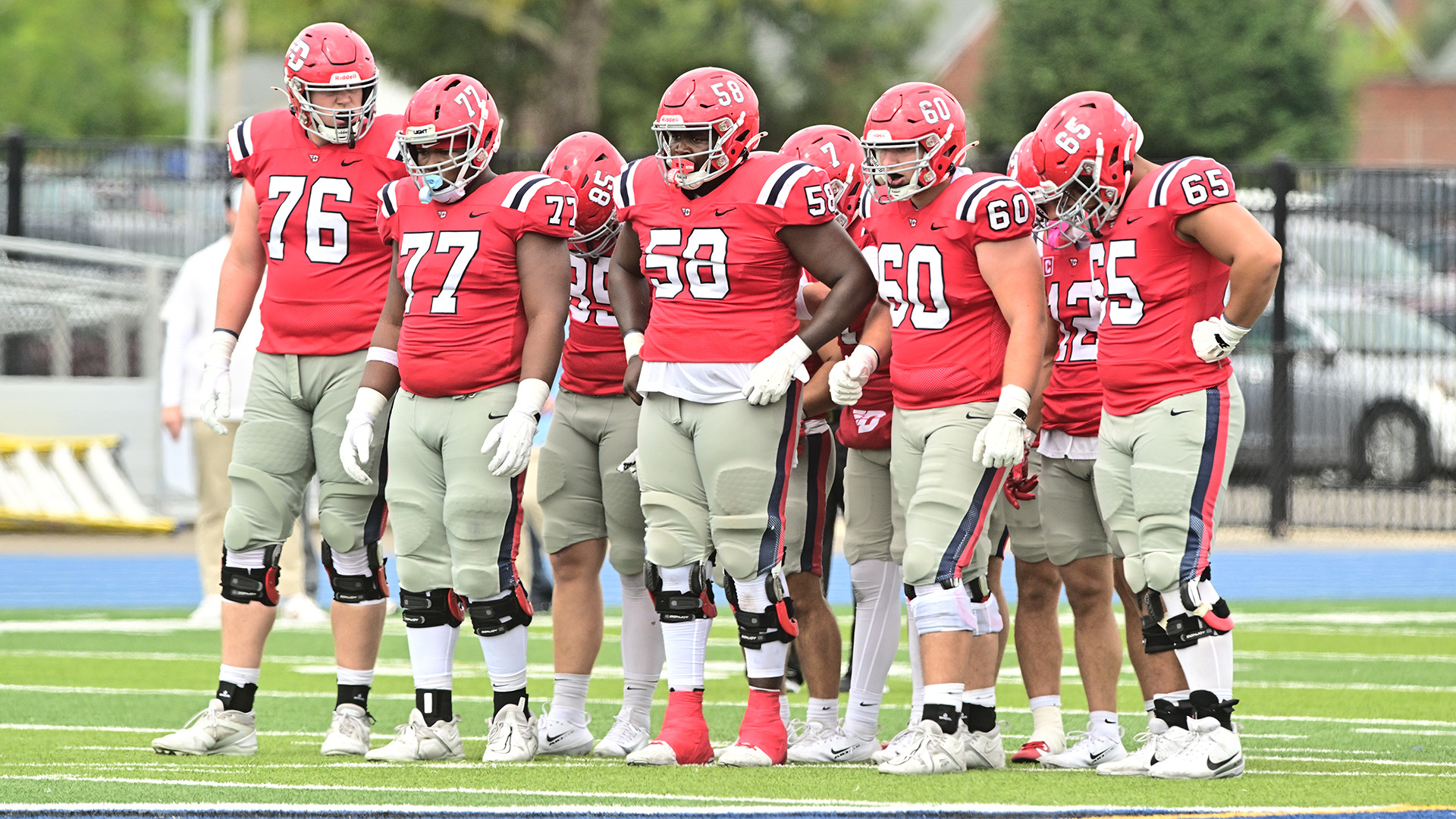 The offensive line before a play