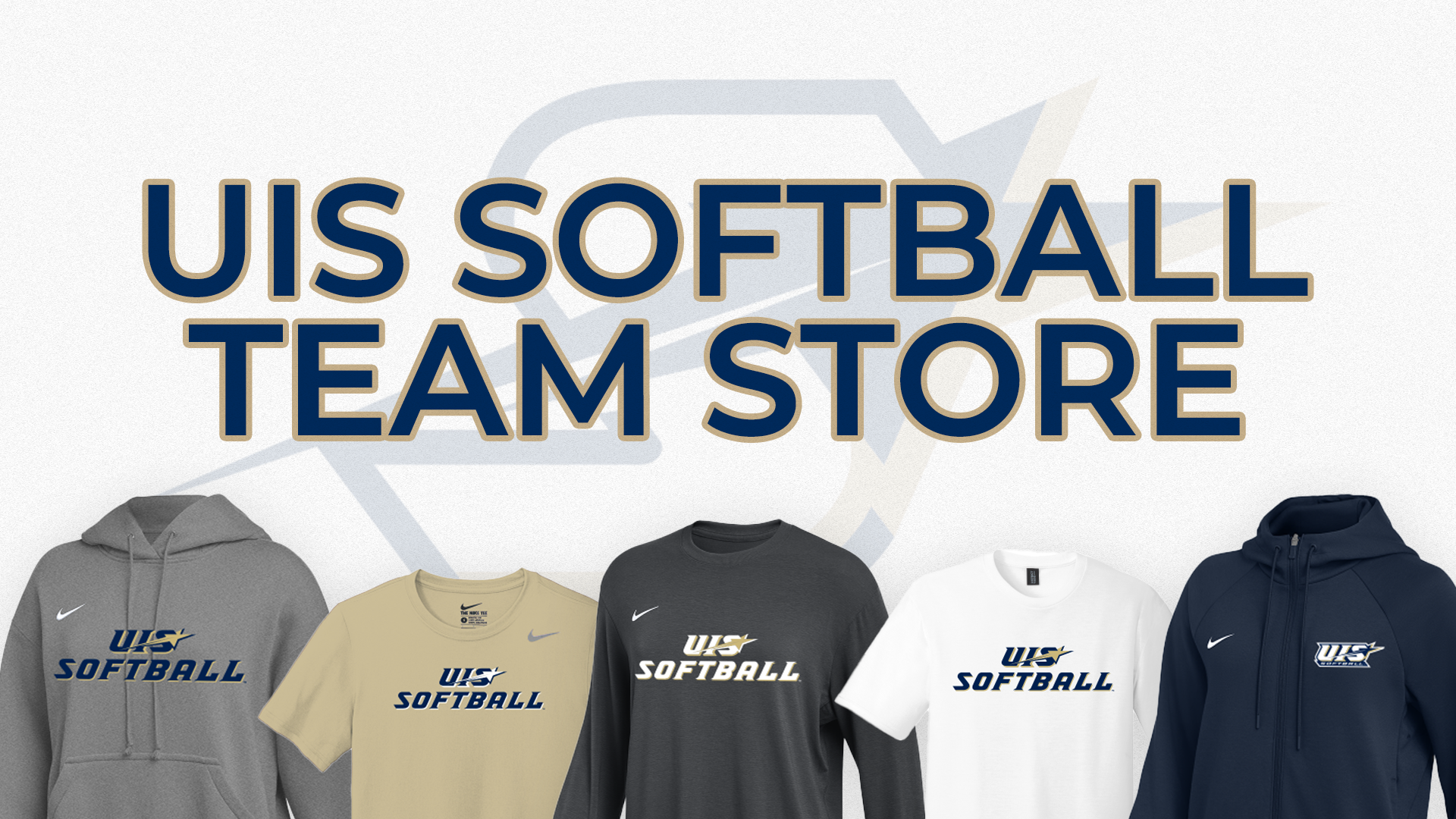 UIS Softball Team Store, images of store items including t-shirts and jackets