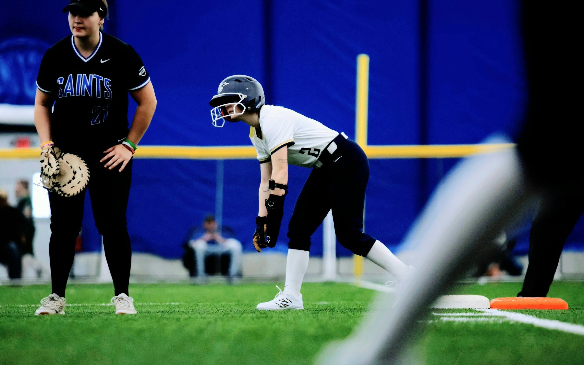 Rebecca Neupauer on first base