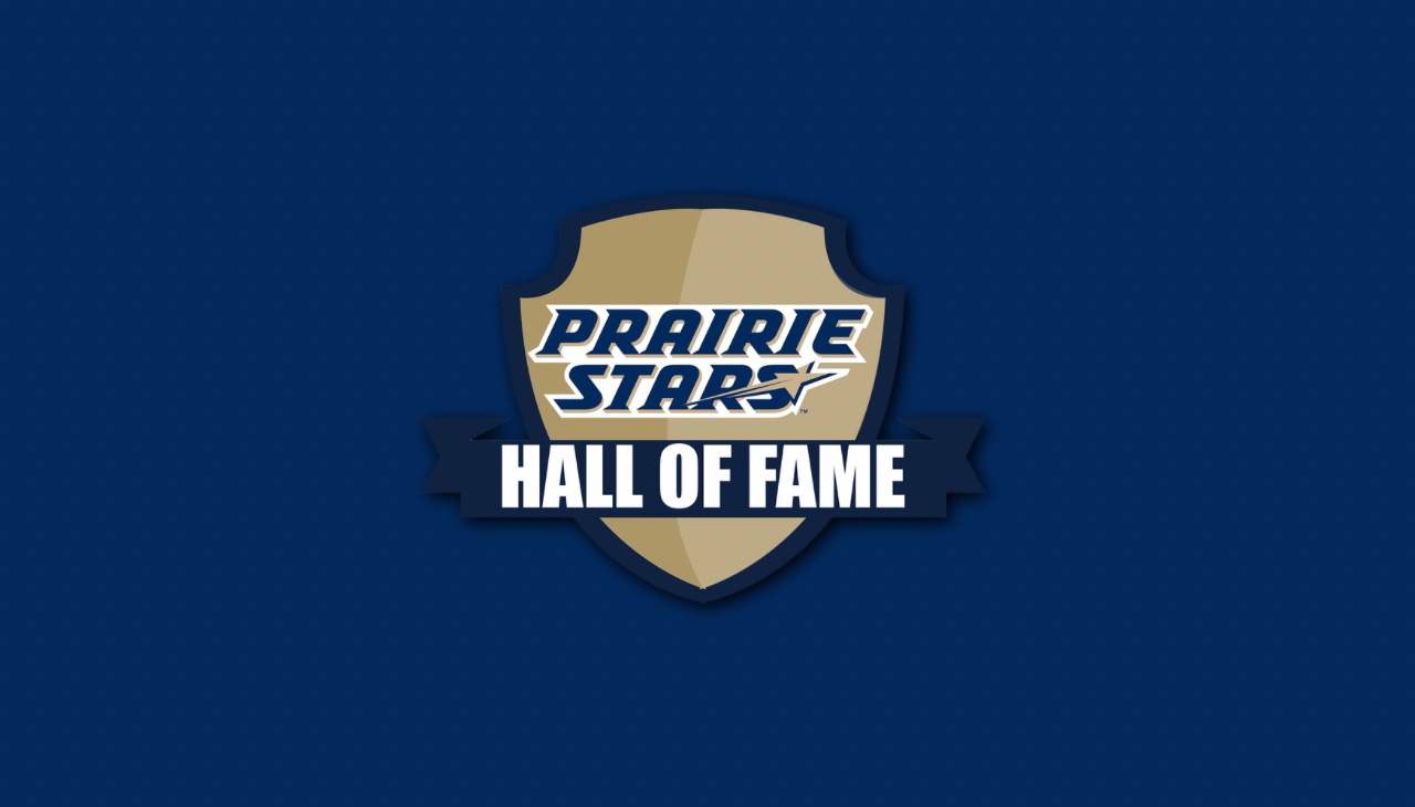 Prairie Stars Hall of Fame logo on UIS blue background