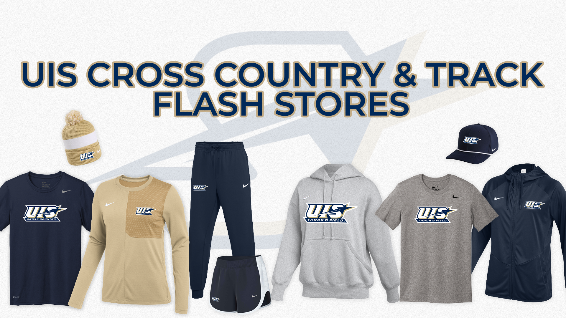 UIS Cross Country and Track & Field Team Stores, photos of assorted gear including shirts and hats