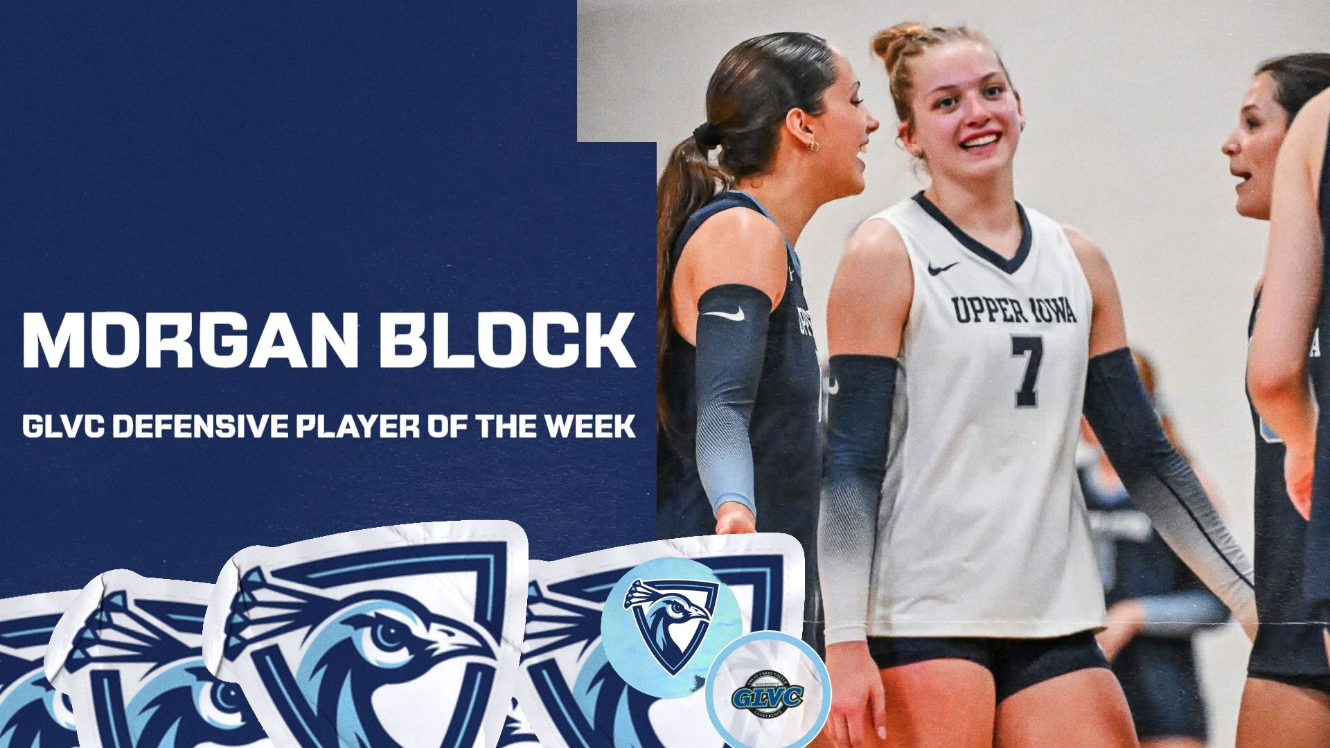 Morgan Block GLVC Defensive Player of the Week Graphic