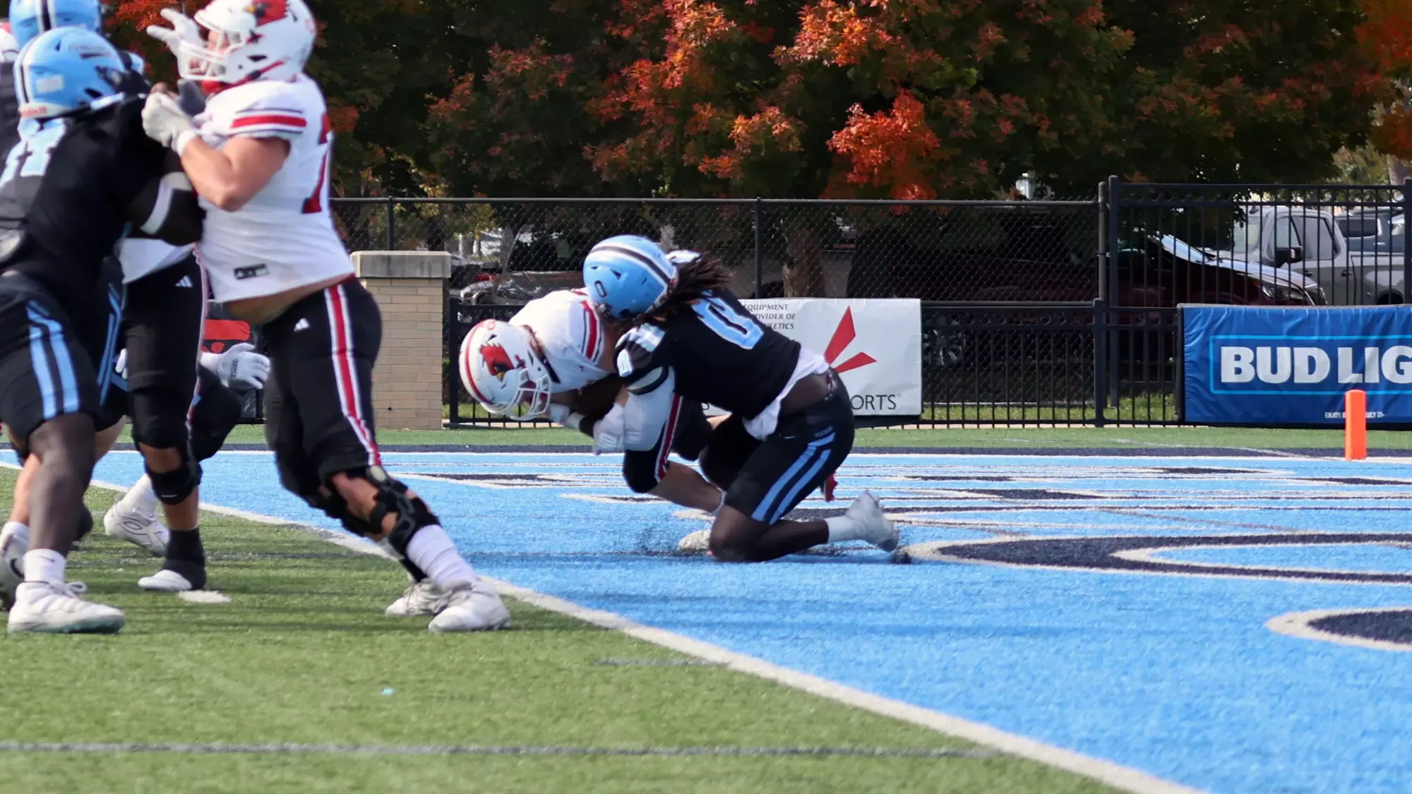 Demontay Mack making a tackle for a safety vs. William Jewell 10/24/26