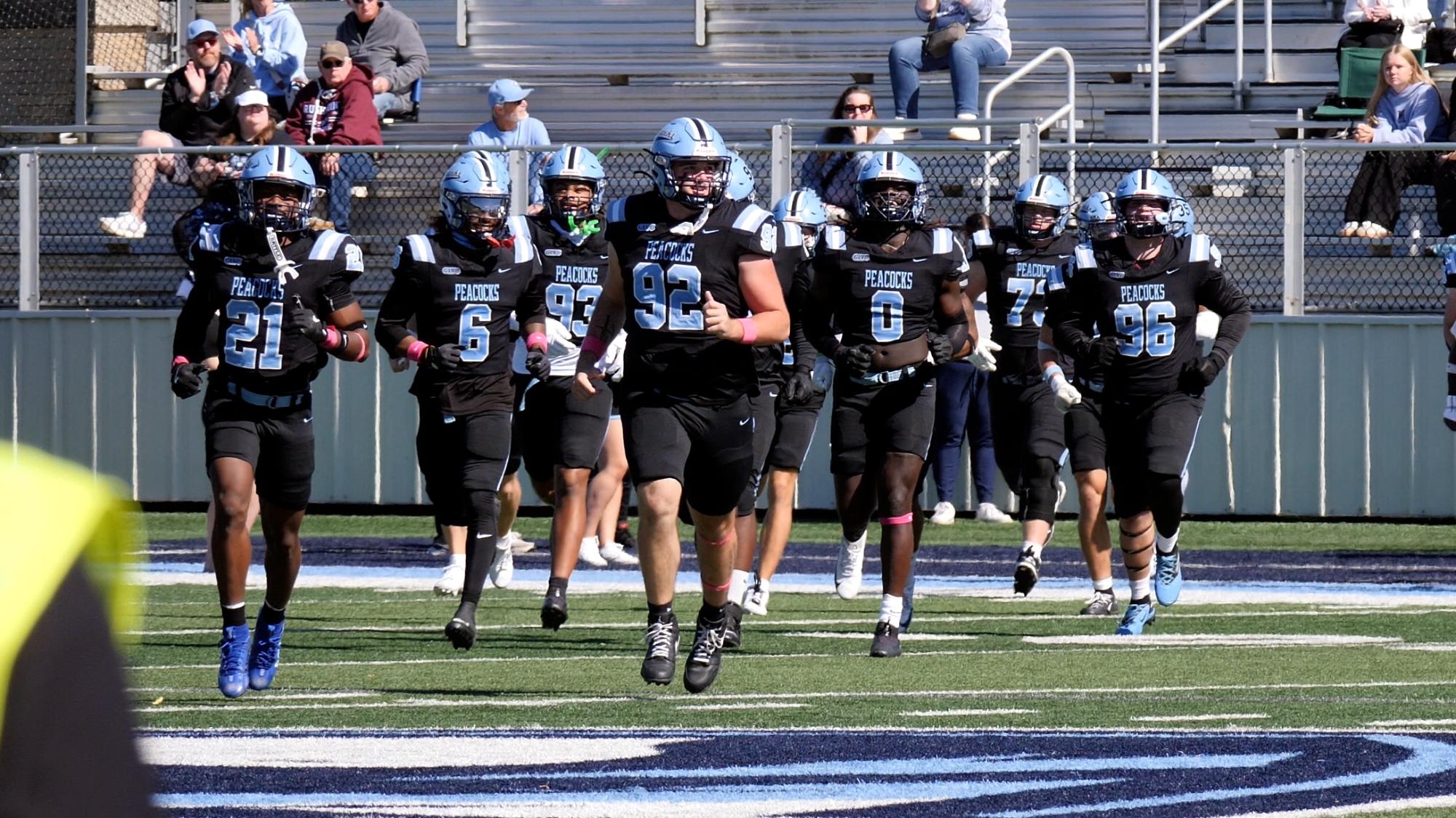 Joshua Buettner, Jalen Hodo, Brycen Hendrix and Demontay Mack running out of tunnel vs. Missouri S&T 10/3/26
