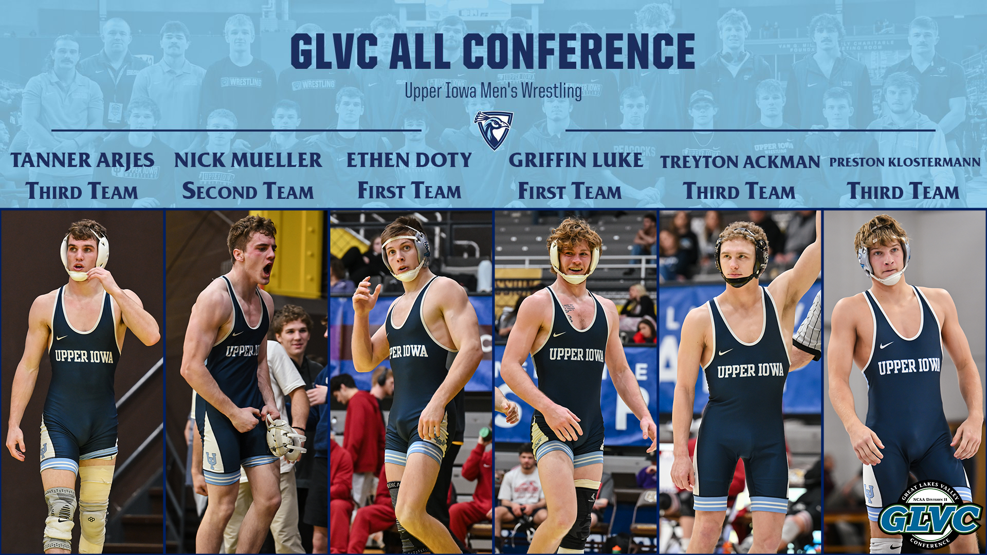 2026 GLVC Men's Wrestling All-Conference Graphic