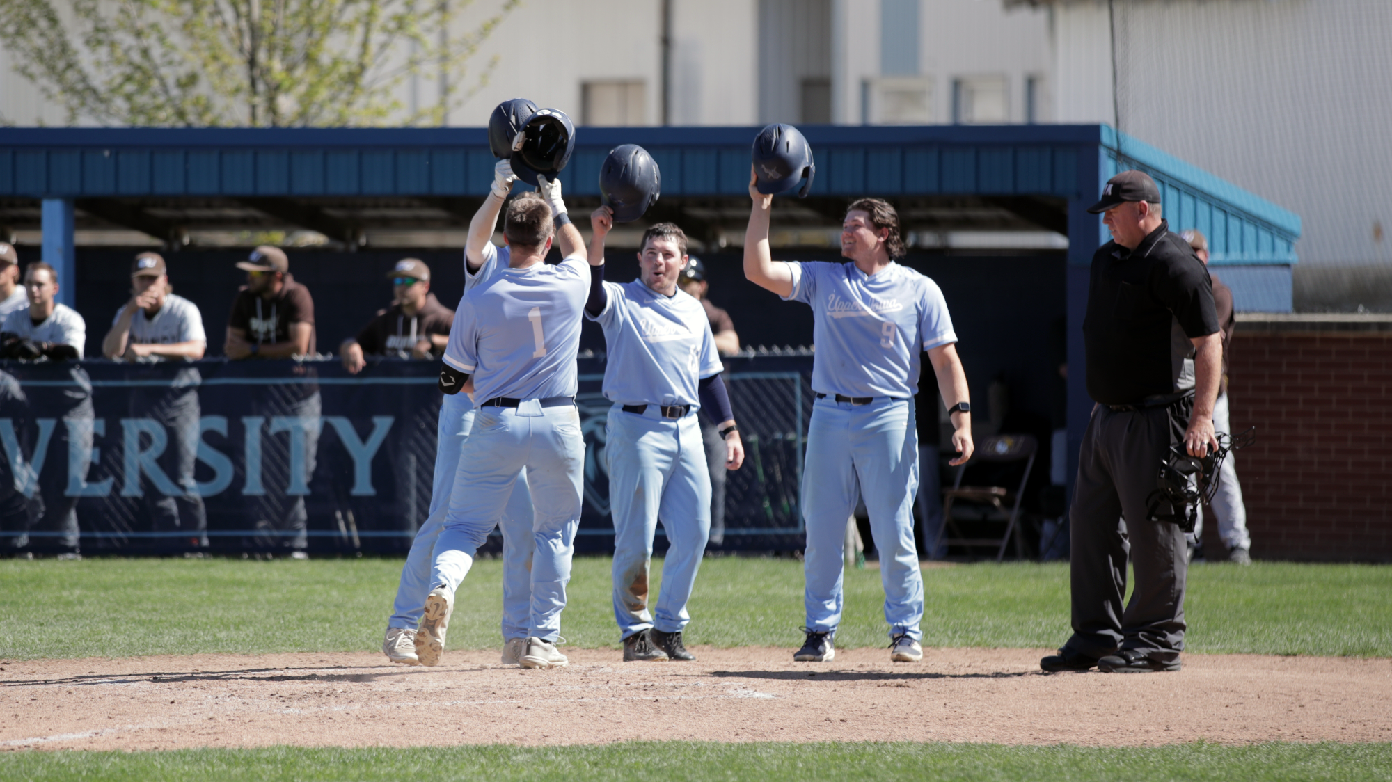 Cael Luzum and JJ Vargas celebrating Meiners grand slam vs. Quincy 4/24/26