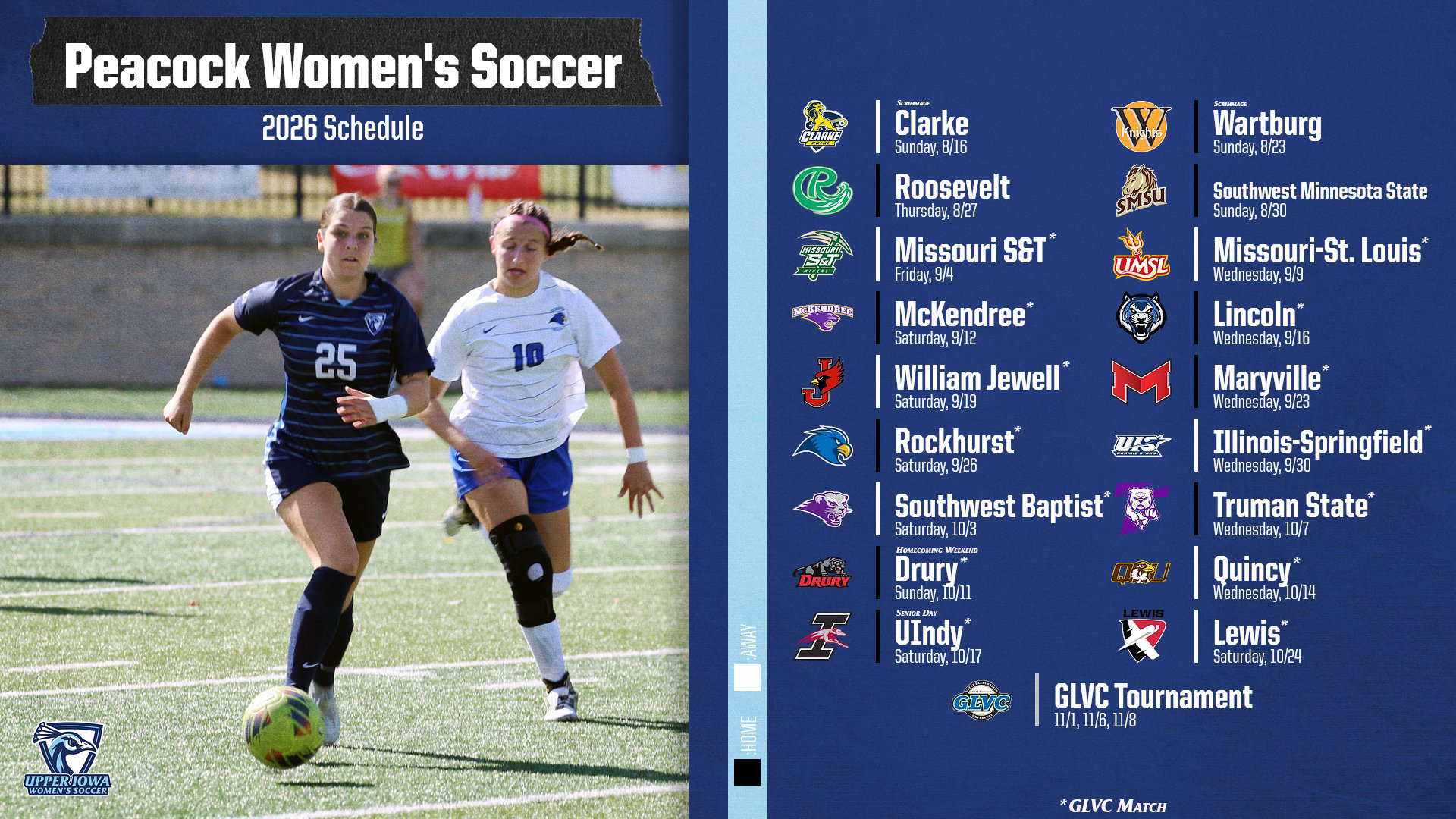 Peacock Women's Soccer 2026 Schedule Graphic