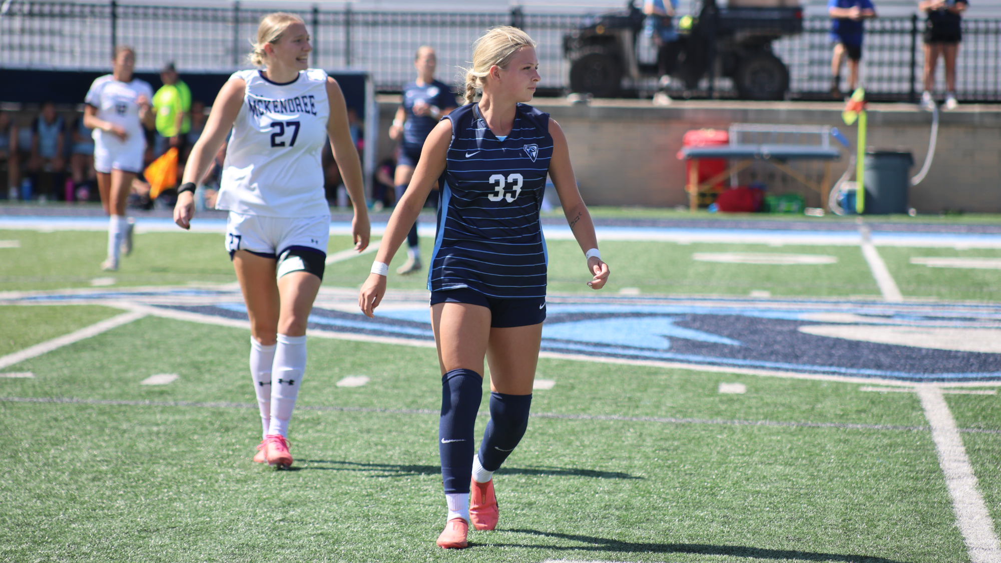 Aubrey Carlson looking down the field vs. McKendree 9/12/26