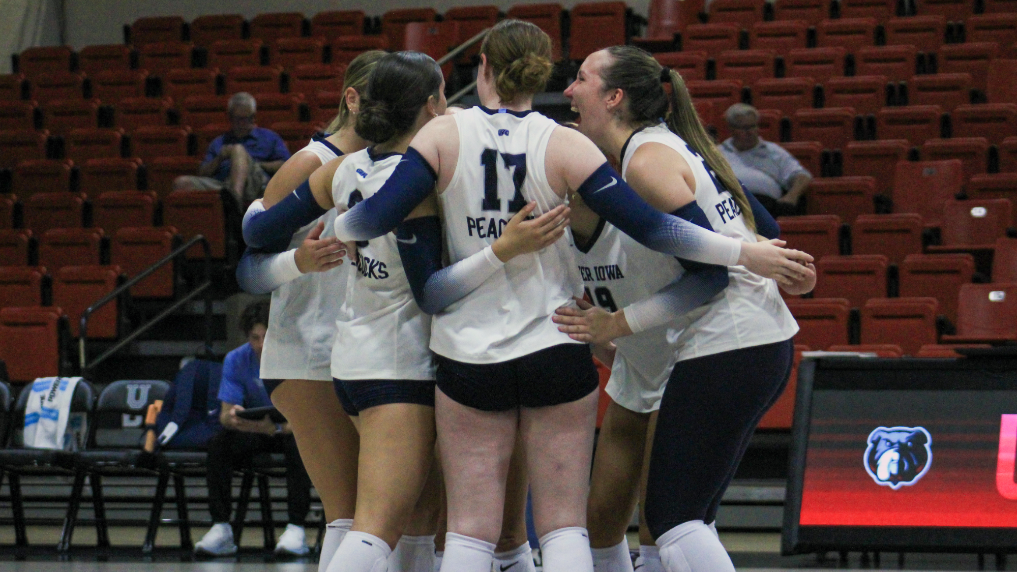 Volleyball Team Huddle Celebration vs. Lane College 2026