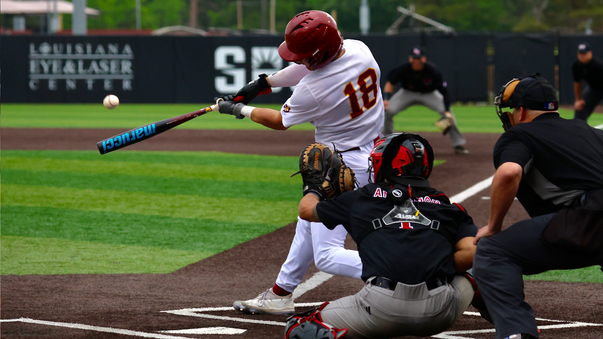 Bryce Blaser hitting a two-run home run against Arkansas State