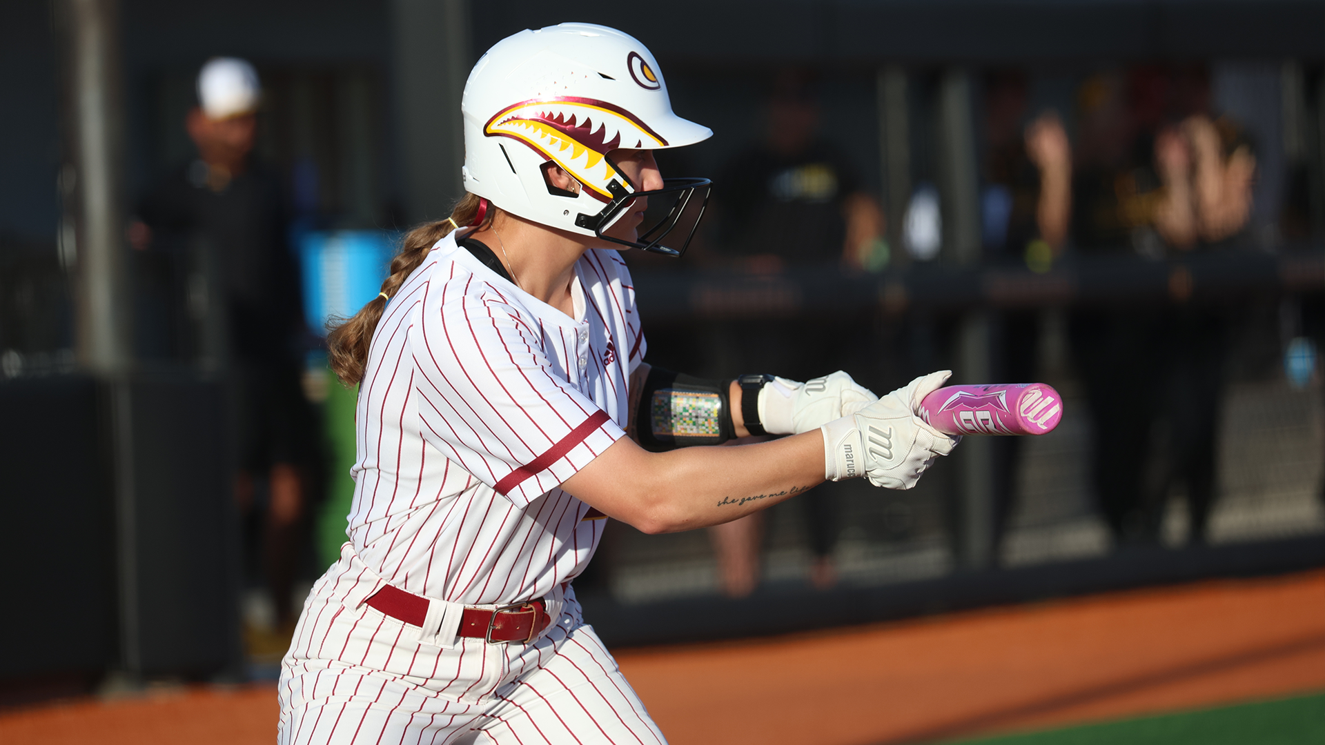 Olivia Faggard prepared to bunt the softball