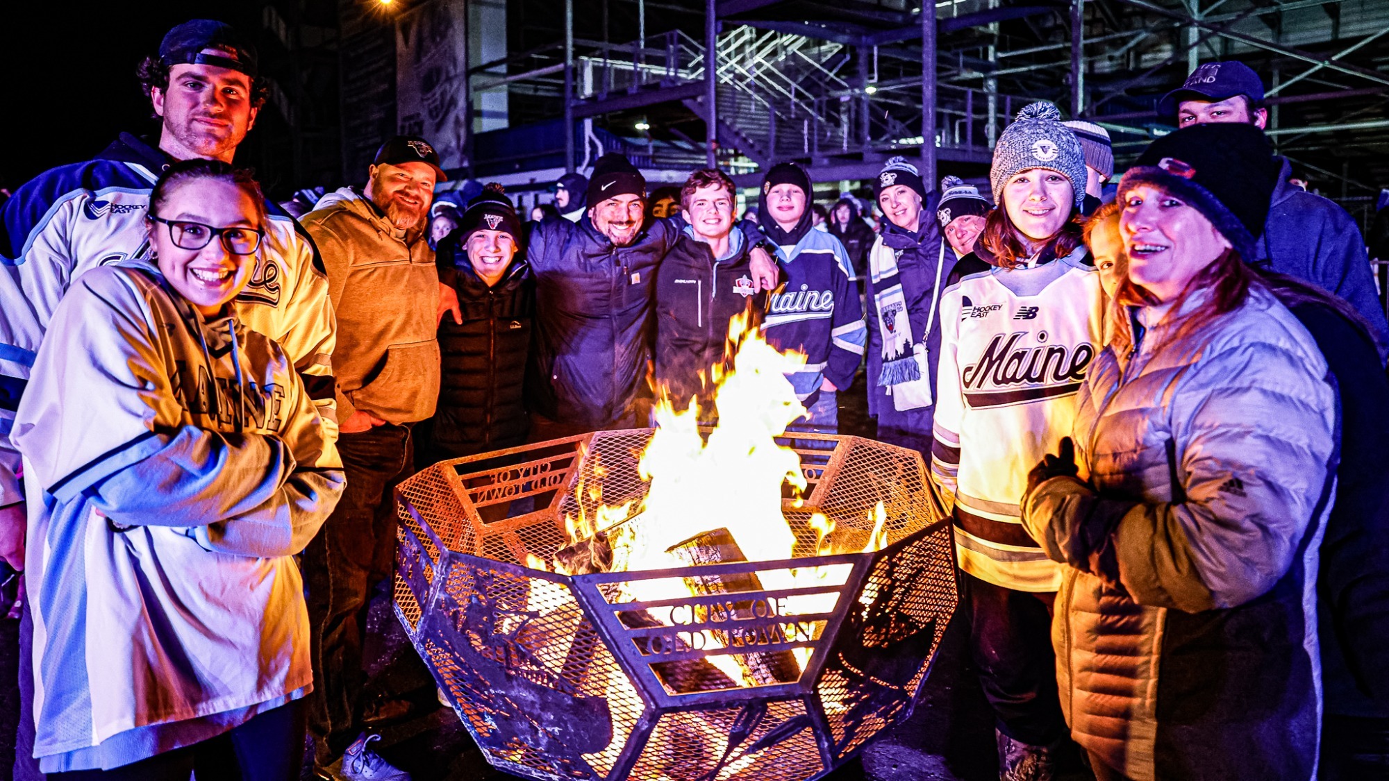 Fans outside of Alfond Arena.