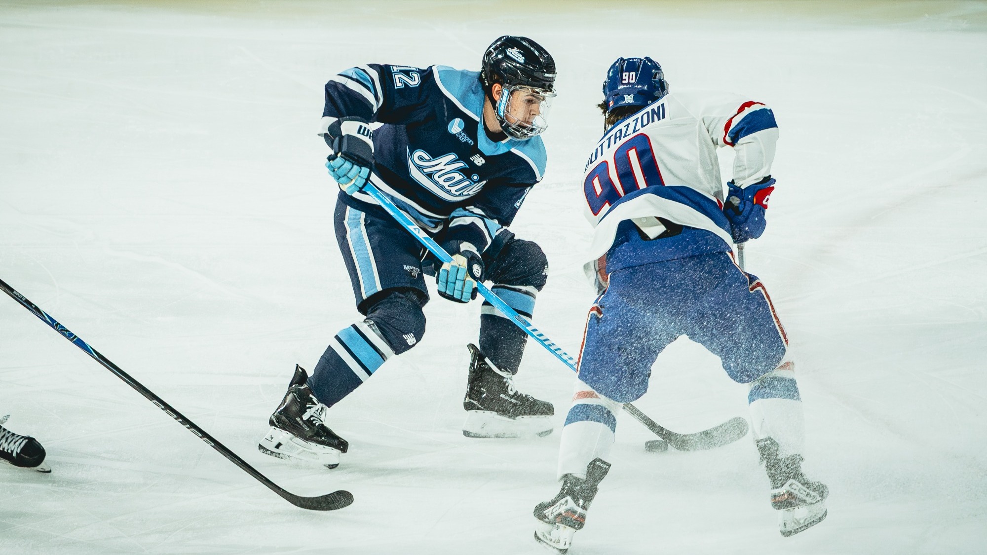Owen Fowler skates up the ice at Umass Lowell